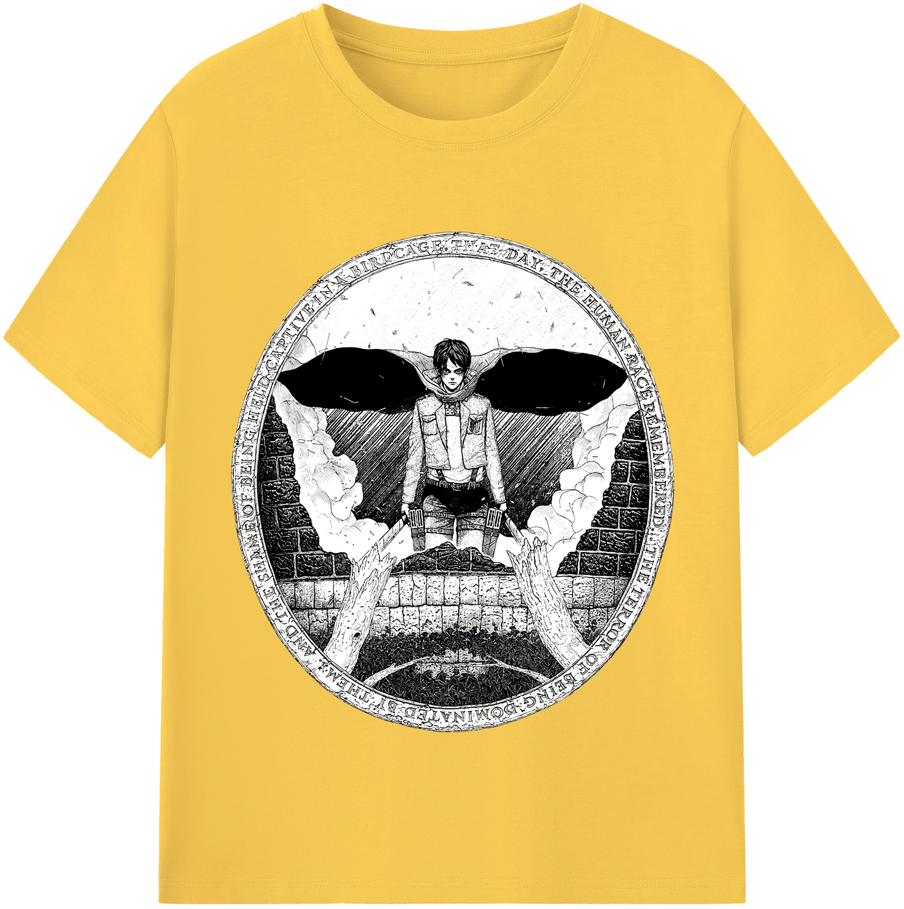 （画像用） 進撃の巨人 エレン･イェーガー Attack on Titan Eren Jäger 綿100％半袖Tシャツ（フロントプリント）
