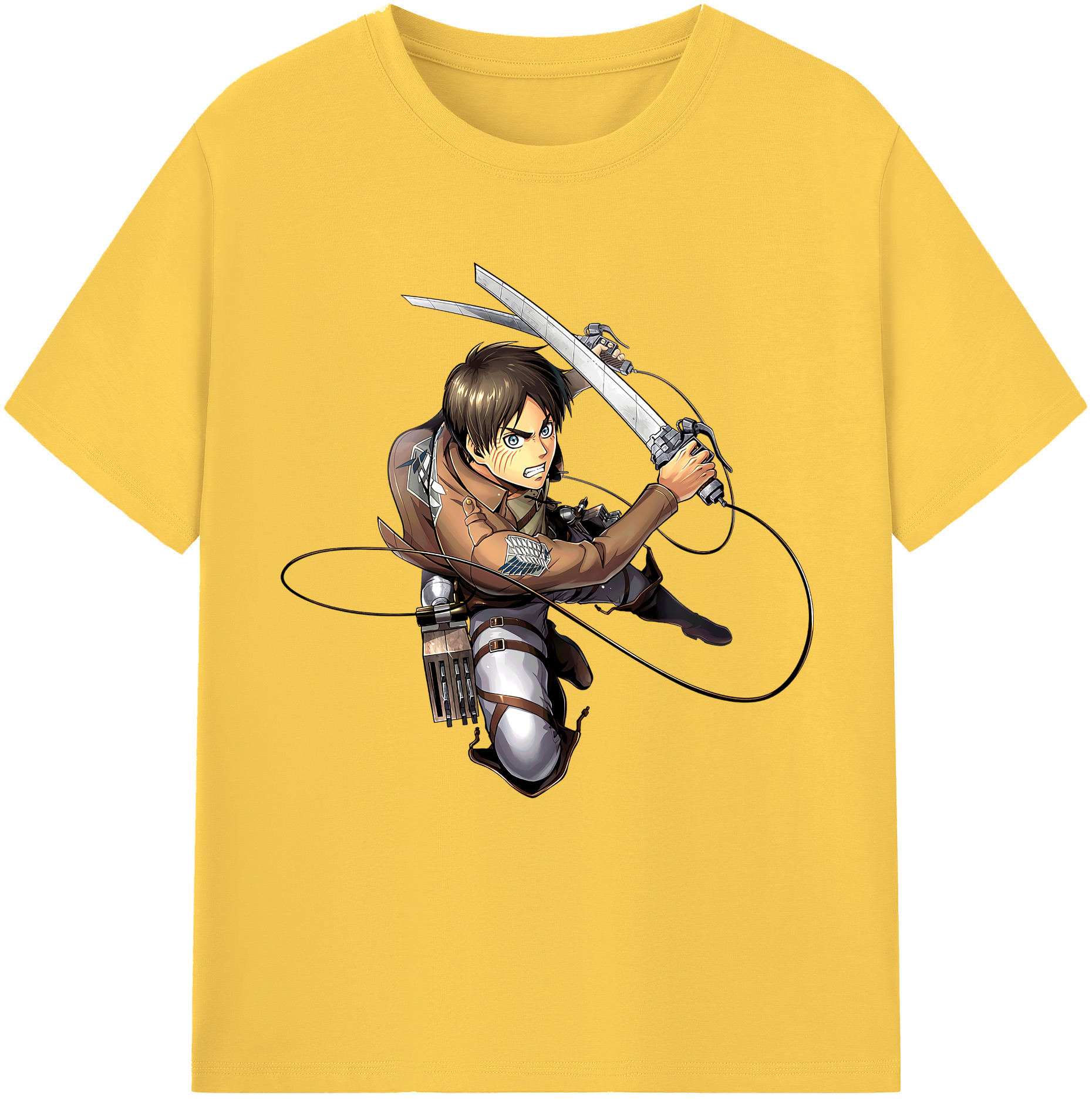 （画像用） 進撃の巨人 エレン･イェーガー Attack on Titan Eren Jäger 綿100％半袖Tシャツ（フロントプリント）