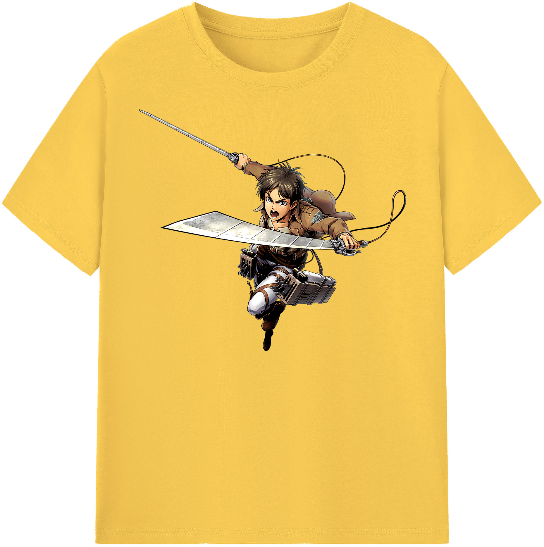 （画像用） 進撃の巨人 エレン･イェーガー Attack on Titan Eren Jäger 綿100％半袖Tシャツ（フロントプリント）