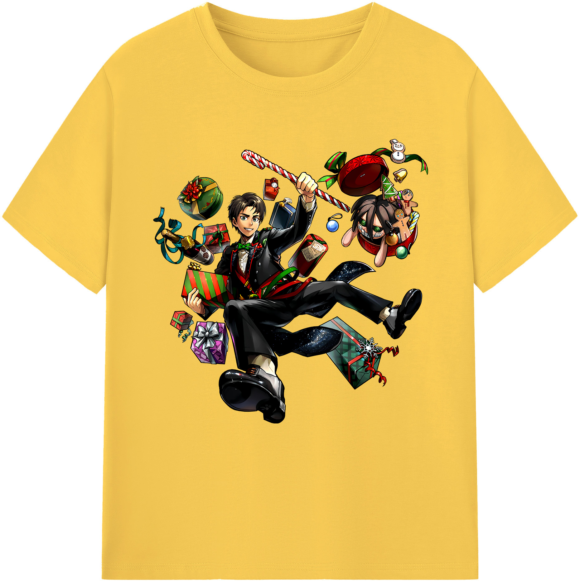 （画像用） 進撃の巨人 エレン･イェーガー Attack on Titan Eren Jäger 綿100％半袖Tシャツ（フロントプリント）