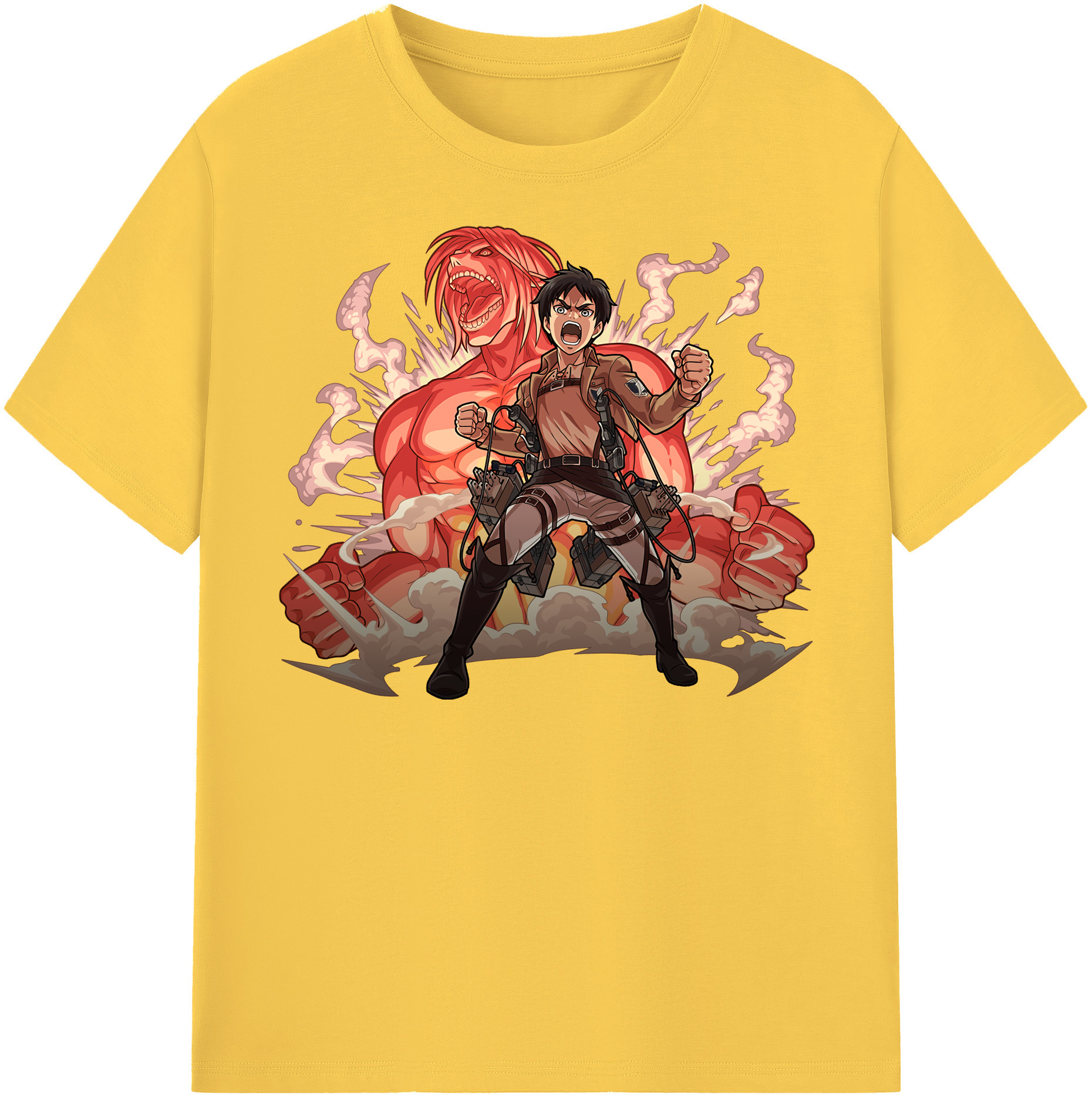 （画像用） 進撃の巨人 エレン･イェーガー Attack on Titan Eren Jäger 綿100％半袖Tシャツ（フロントプリント）