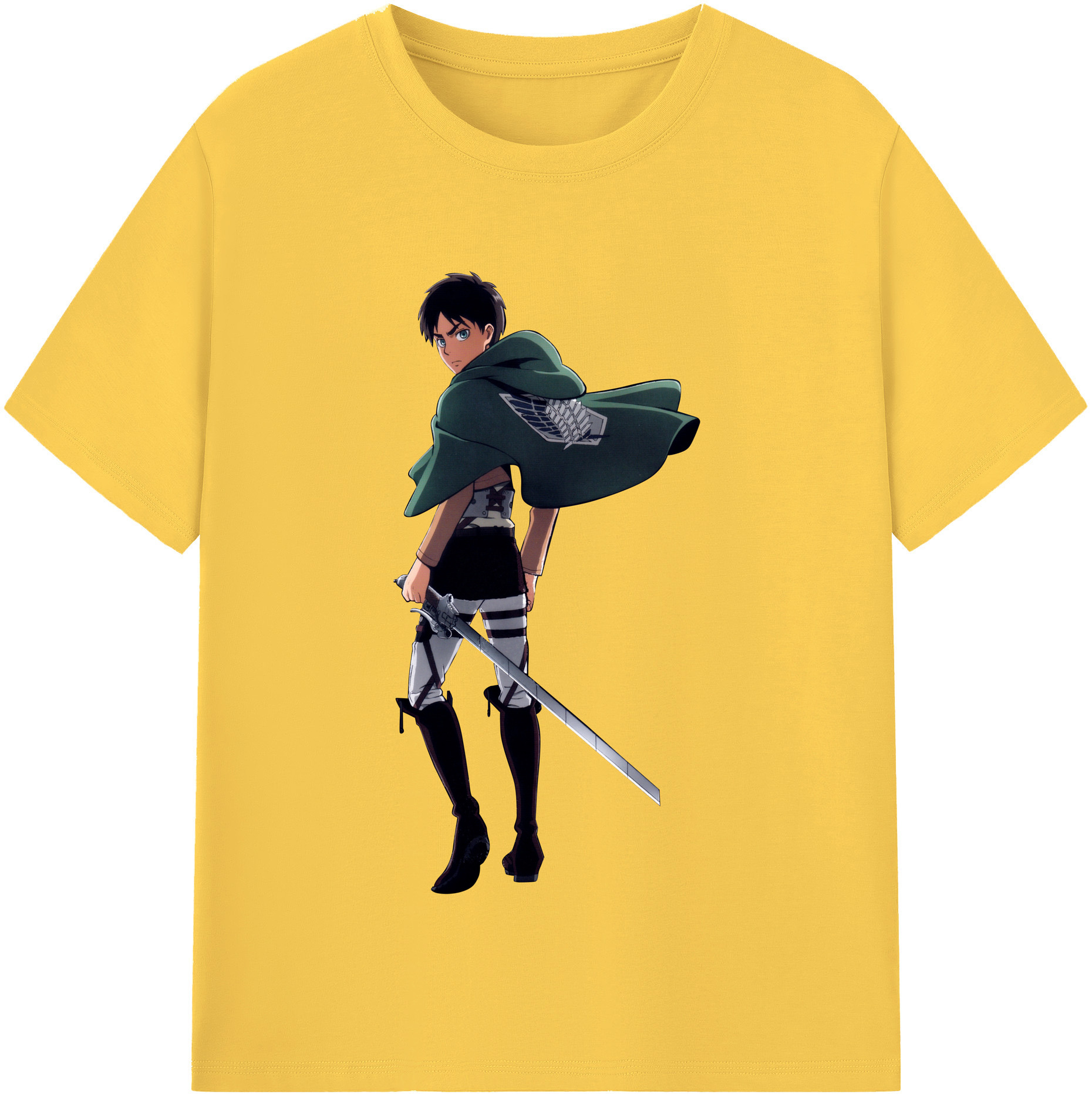 （画像用） 進撃の巨人 エレン･イェーガー Attack on Titan Eren Jäger 綿100％半袖Tシャツ（フロントプリント）