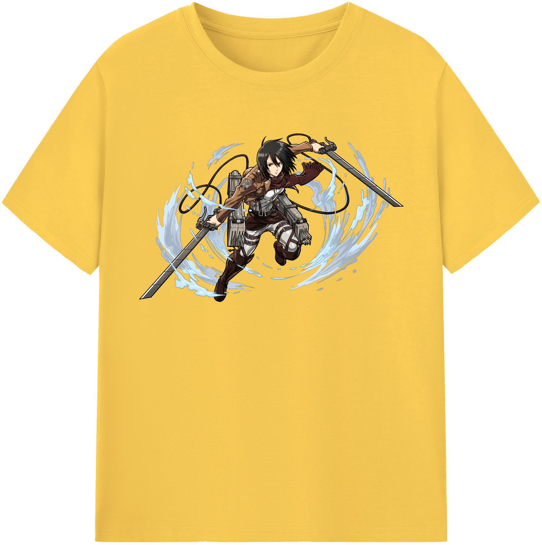 （画像用） 進撃の巨人 ミカサ·アッカーマン Attack on Titan Mikasa Ackerman 綿100％半袖Tシャツ（フロントプリント）