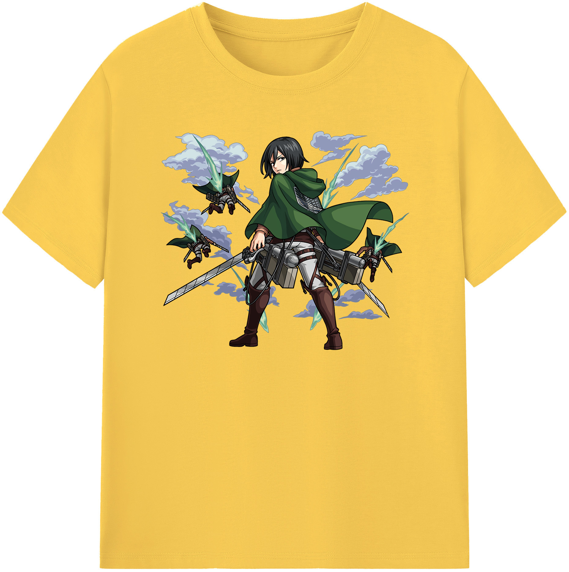 （画像用） 進撃の巨人 ミカサ·アッカーマン Attack on Titan Mikasa Ackerman 綿100％半袖Tシャツ（フロントプリント）