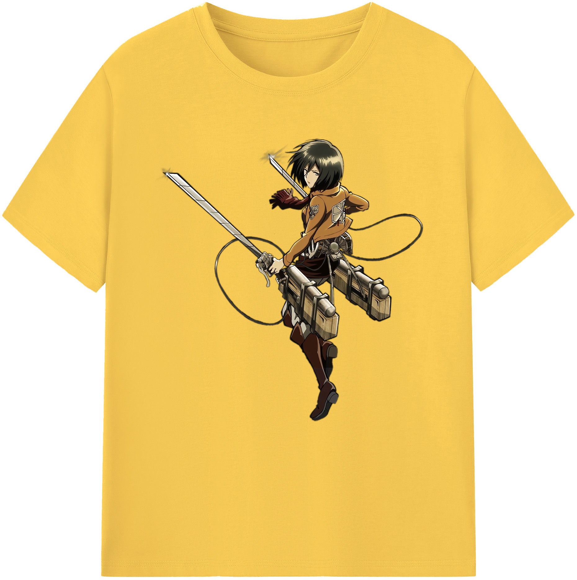 （画像用） 進撃の巨人 ミカサ·アッカーマン Attack on Titan Mikasa Ackerman 綿100％半袖Tシャツ（フロントプリント）