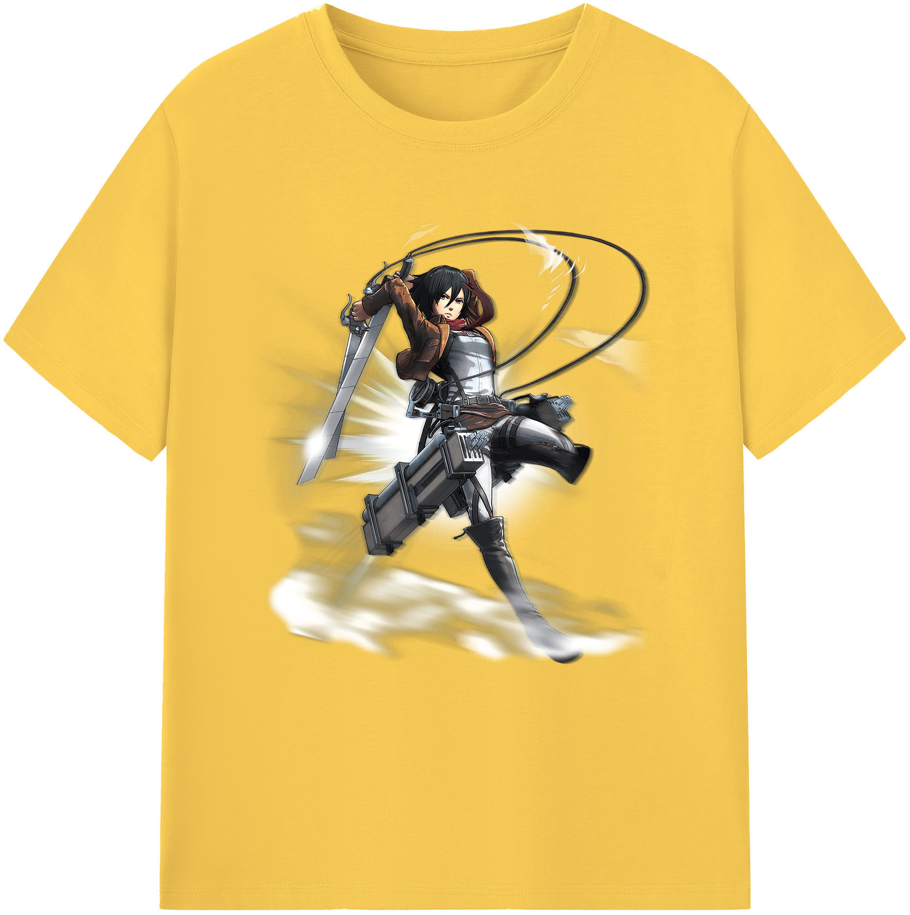 （画像用） 進撃の巨人 ミカサ·アッカーマン Attack on Titan Mikasa Ackerman 綿100％半袖Tシャツ（フロントプリント）