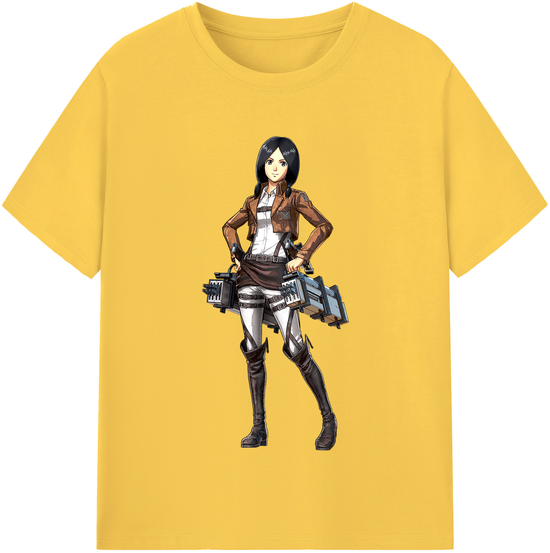 （画像用） 進撃の巨人 ミカサ·アッカーマン Attack on Titan Mikasa Ackerman 綿100％半袖Tシャツ（フロントプリント）
