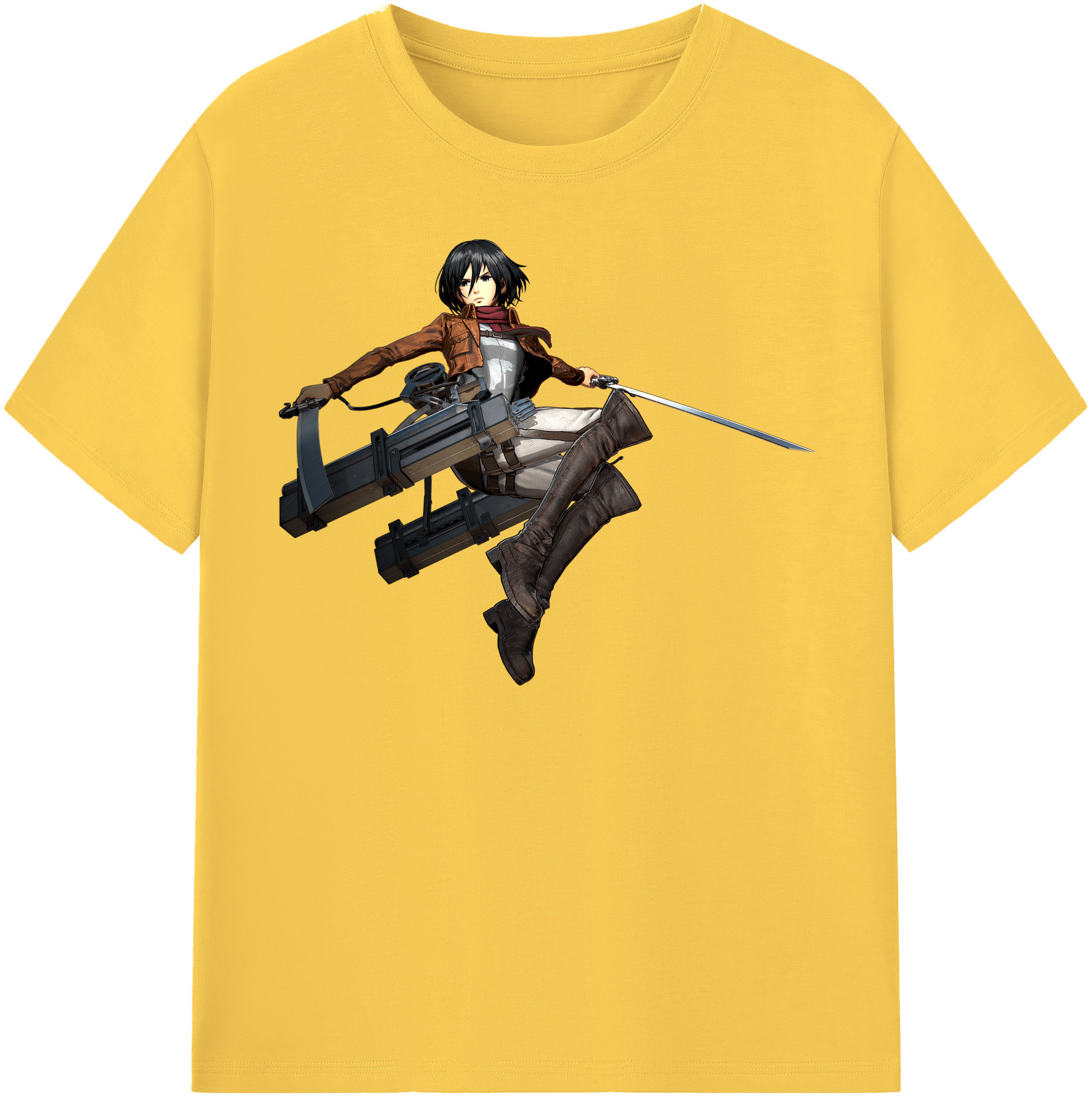 （画像用） 進撃の巨人 ミカサ·アッカーマン Attack on Titan Mikasa Ackerman 綿100％半袖Tシャツ（フロントプリント）