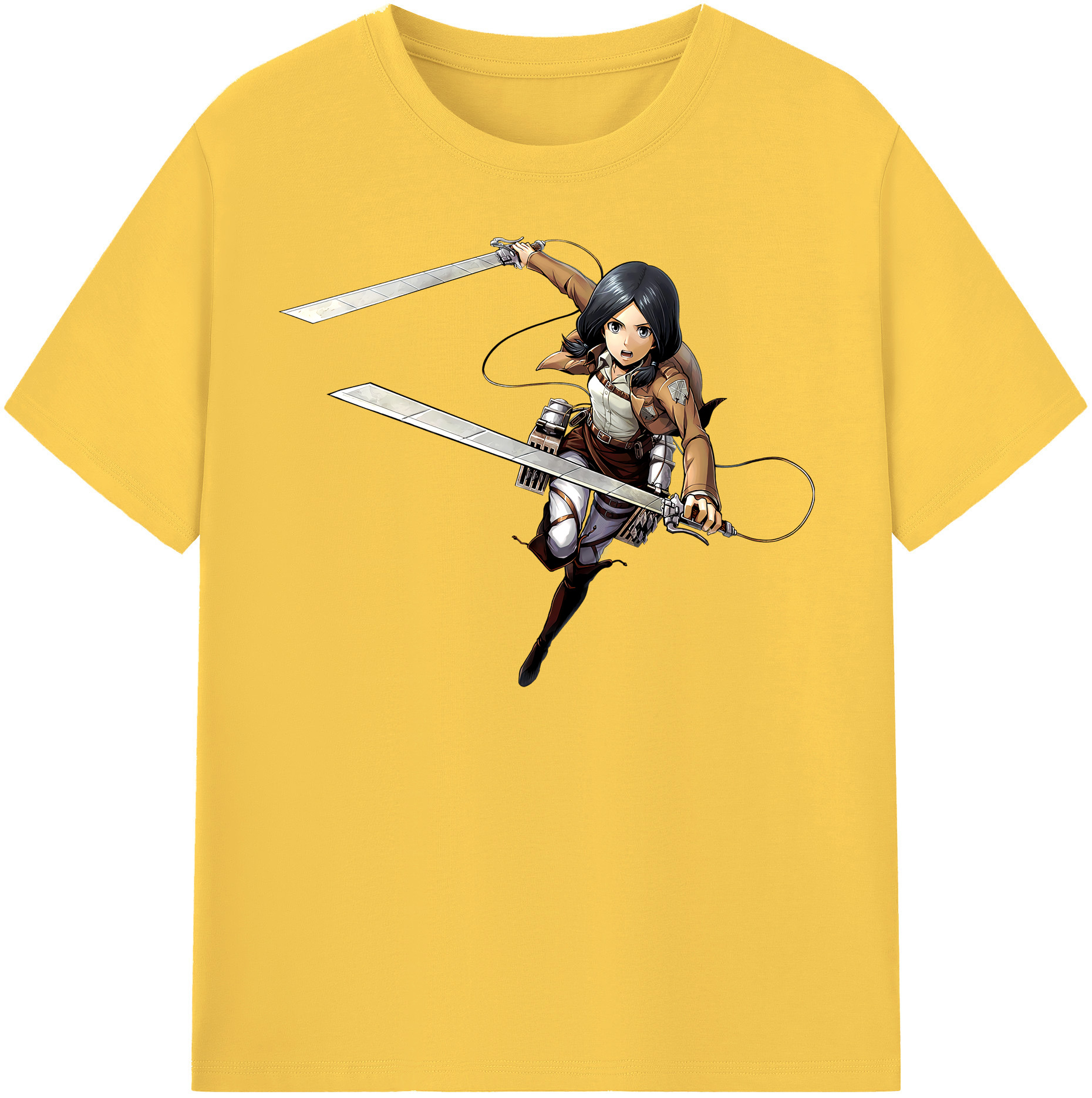 （画像用） 進撃の巨人 ミカサ·アッカーマン Attack on Titan Mikasa Ackerman 綿100％半袖Tシャツ（フロントプリント）