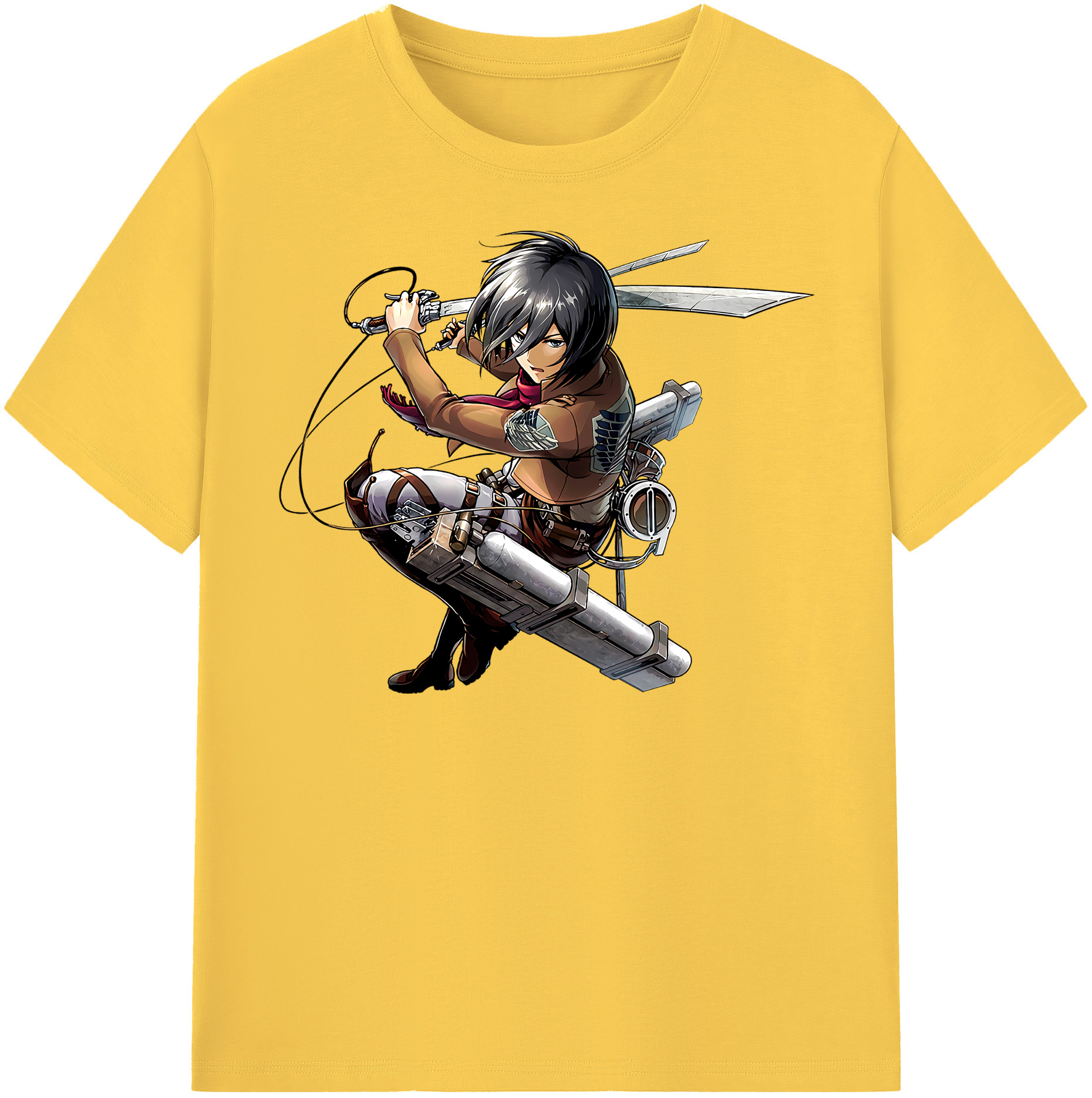 （画像用） 進撃の巨人 ミカサ·アッカーマン Attack on Titan Mikasa Ackerman 綿100％半袖Tシャツ（フロントプリント）