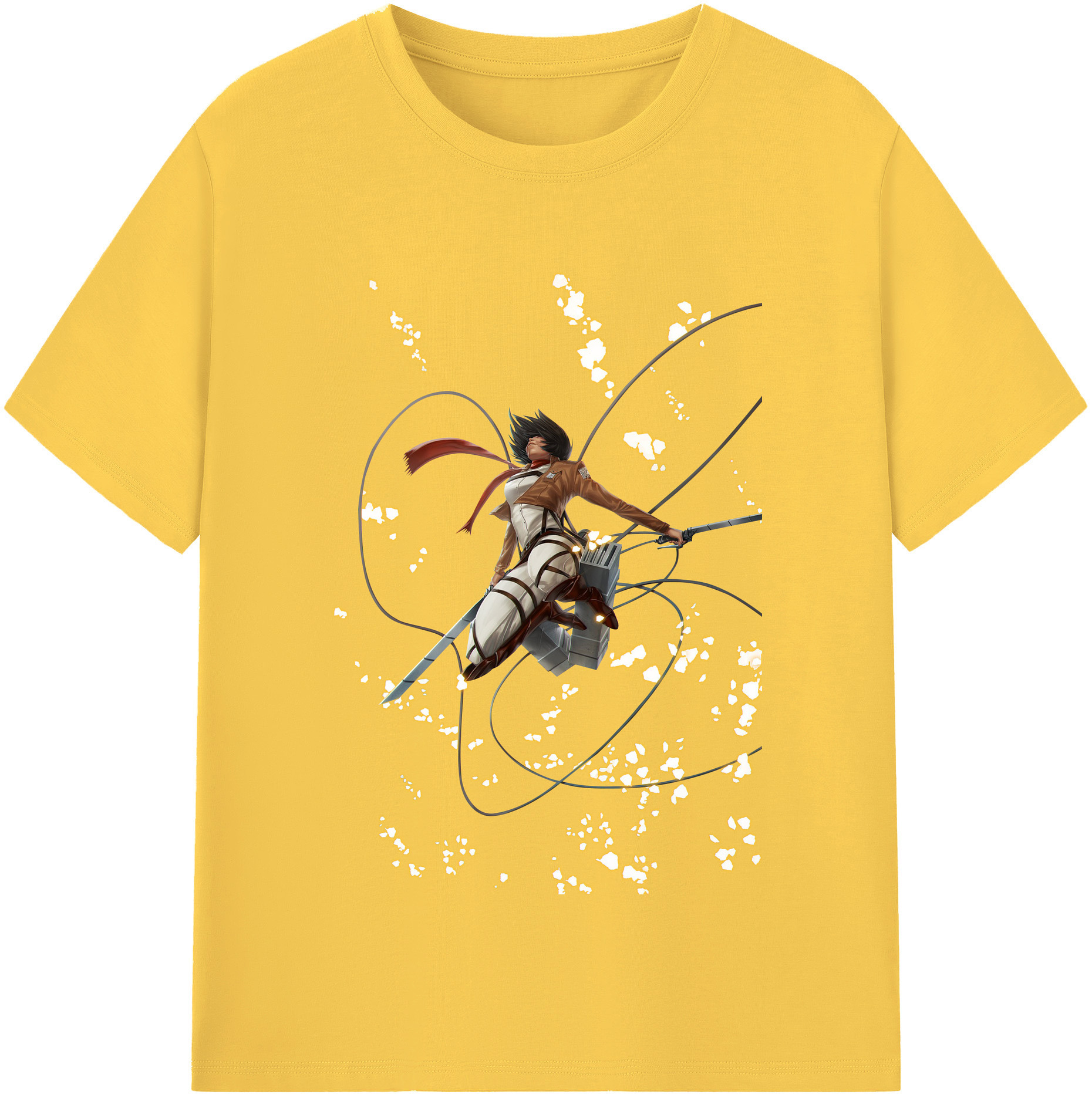 （画像用） 進撃の巨人 ミカサ·アッカーマン Attack on Titan Mikasa Ackerman 綿100％半袖Tシャツ（フロントプリント）