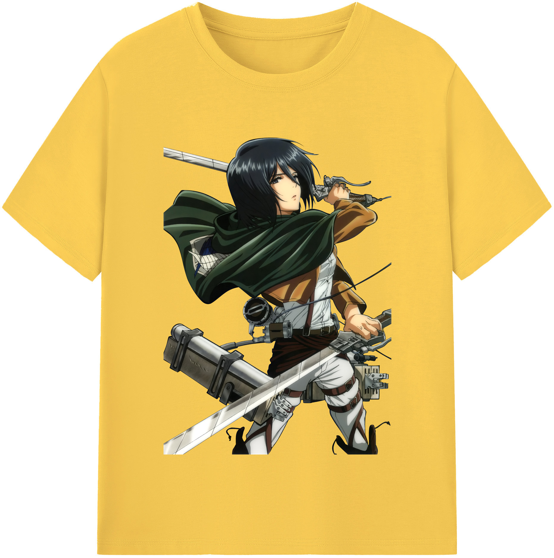 （画像用） 進撃の巨人 ミカサ·アッカーマン Attack on Titan Mikasa Ackerman 綿100％半袖Tシャツ（フロントプリント）