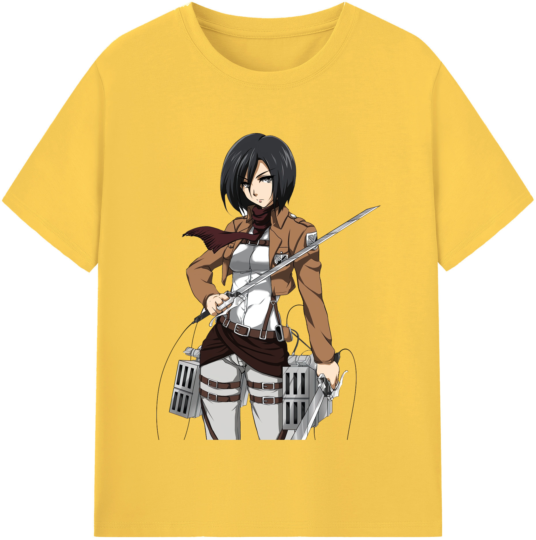 （画像用） 進撃の巨人 ミカサ·アッカーマン Attack on Titan Mikasa Ackerman 綿100％半袖Tシャツ（フロントプリント）