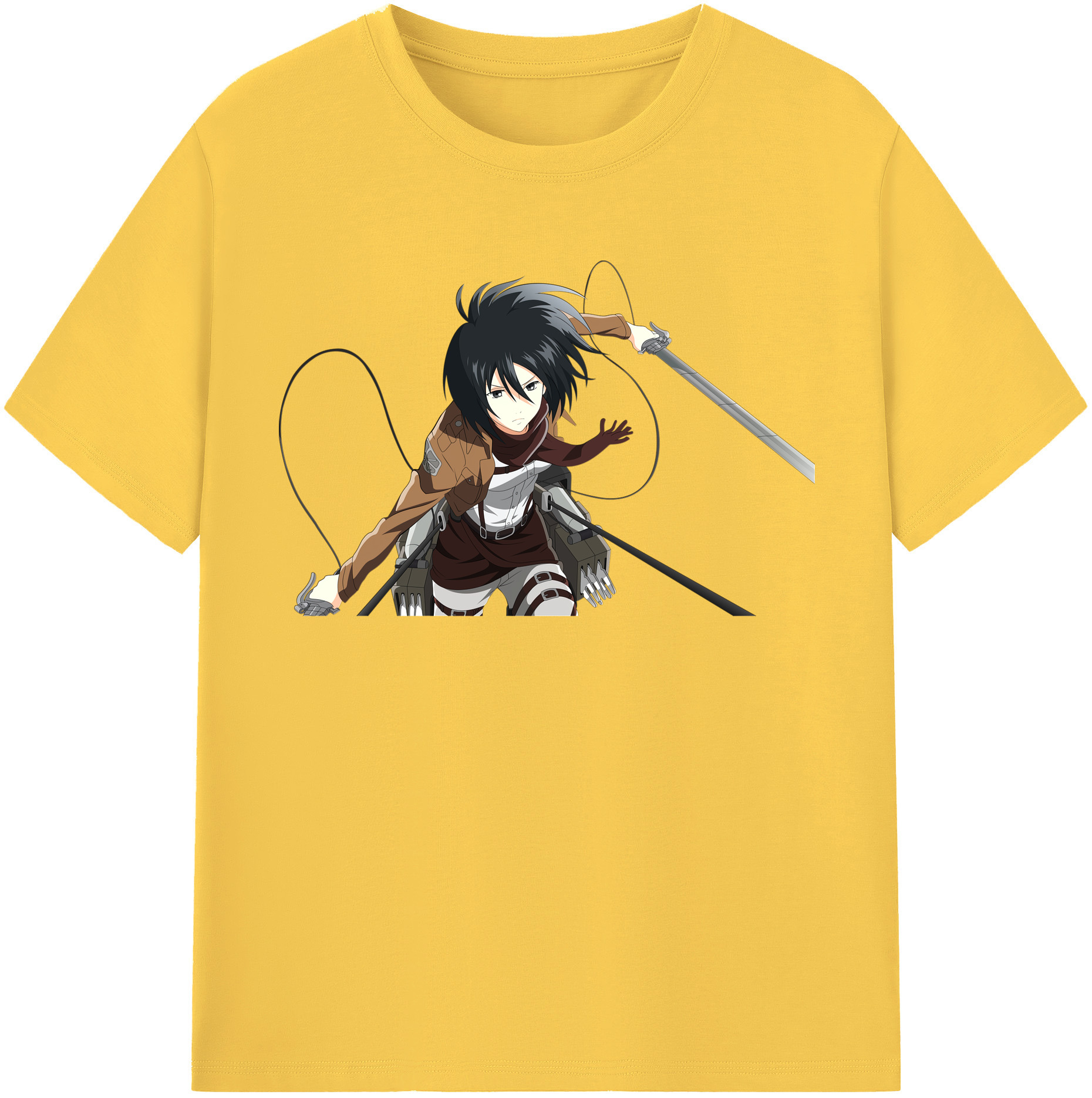 （画像用） 進撃の巨人 ミカサ·アッカーマン Attack on Titan Mikasa Ackerman 綿100％半袖Tシャツ（フロントプリント）