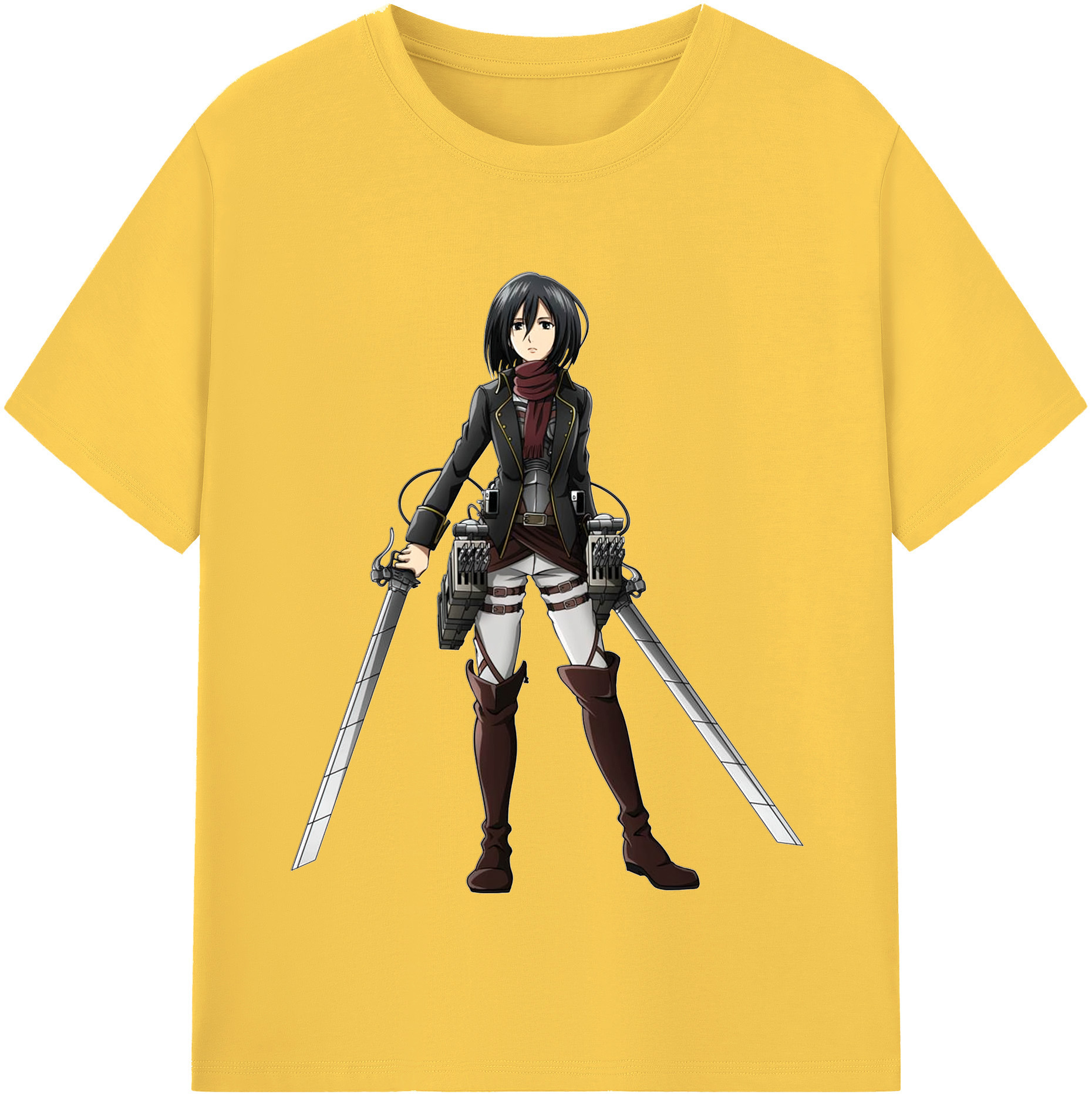 （画像用） 進撃の巨人 ミカサ·アッカーマン Attack on Titan Mikasa Ackerman 綿100％半袖Tシャツ（フロントプリント）