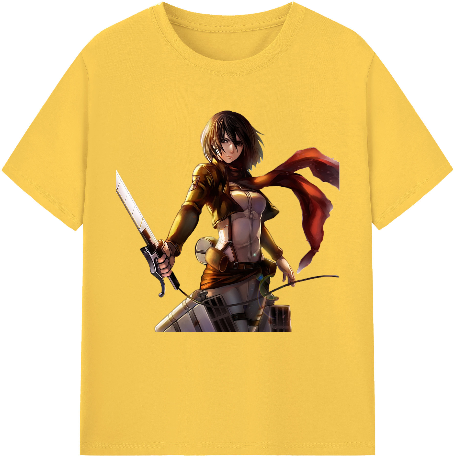 （画像用） 進撃の巨人 ミカサ·アッカーマン Attack on Titan Mikasa Ackerman 綿100％半袖Tシャツ（フロントプリント）