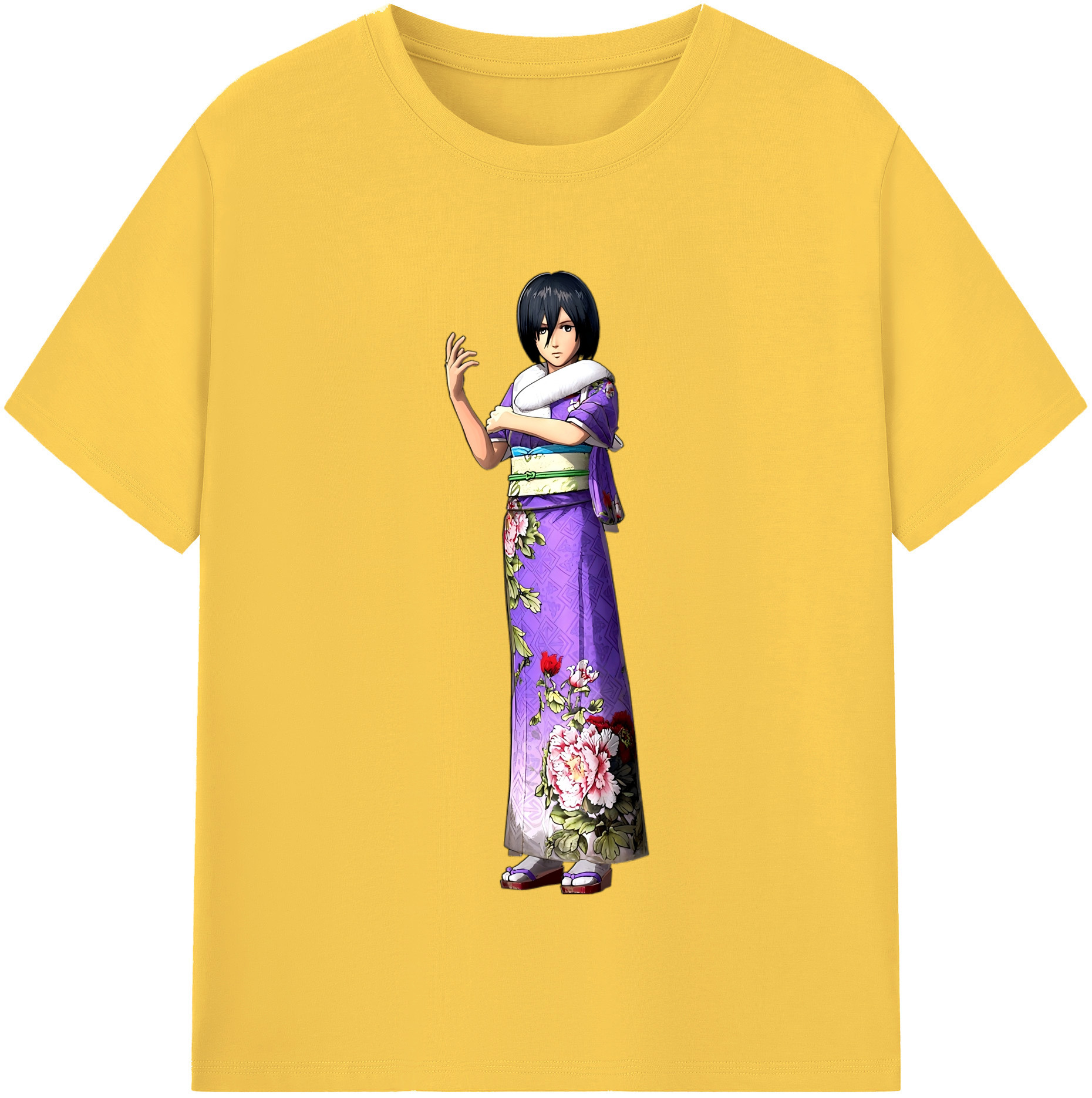 （画像用） 進撃の巨人 ミカサ·アッカーマン Attack on Titan Mikasa Ackerman 綿100％半袖Tシャツ（フロントプリント）