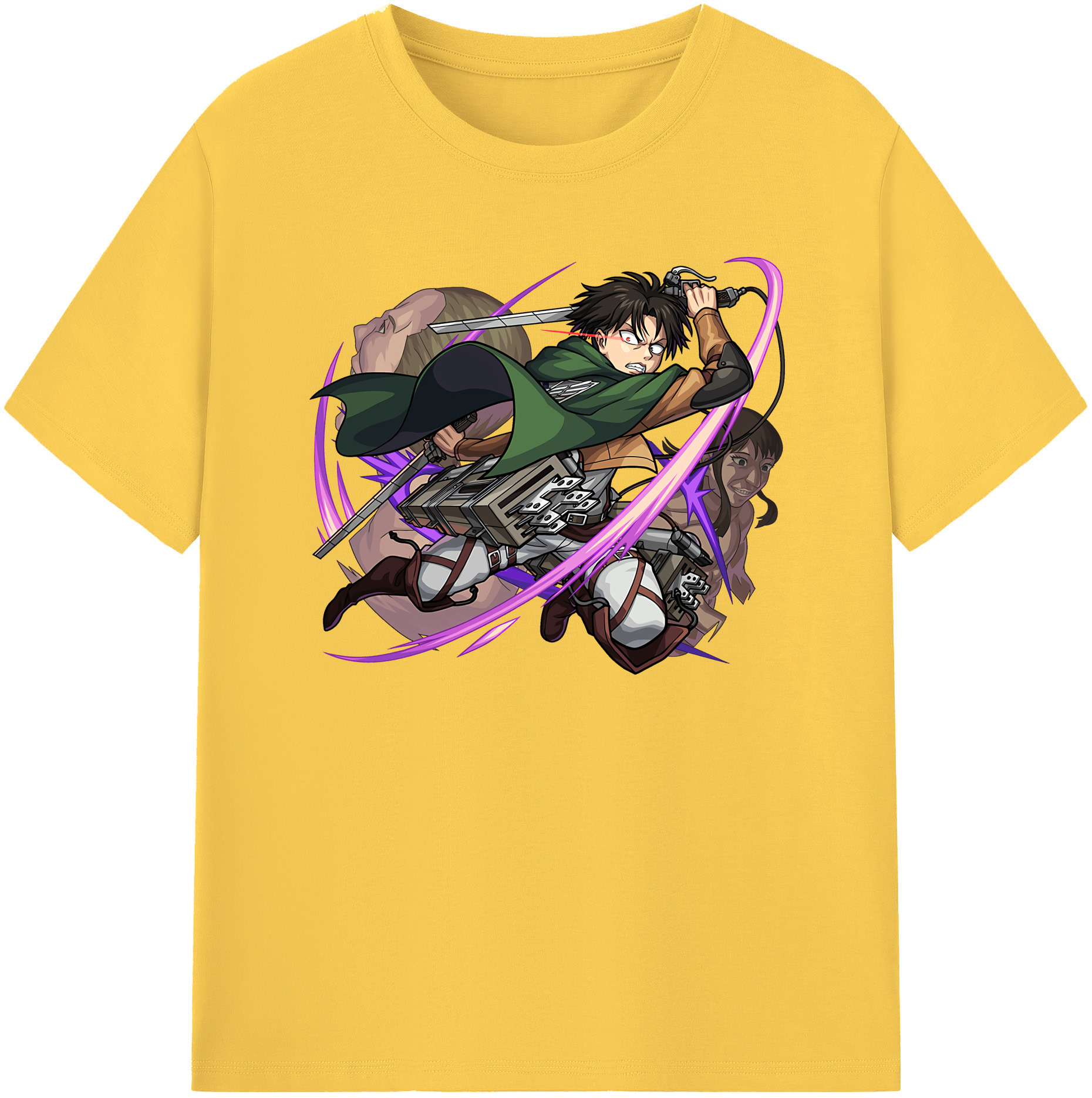（画像用） 進撃の巨人 リヴァイ·アッカーマン Attack on Titan Levi Ackerman 綿100％半袖Tシャツ（フロントプリント）
