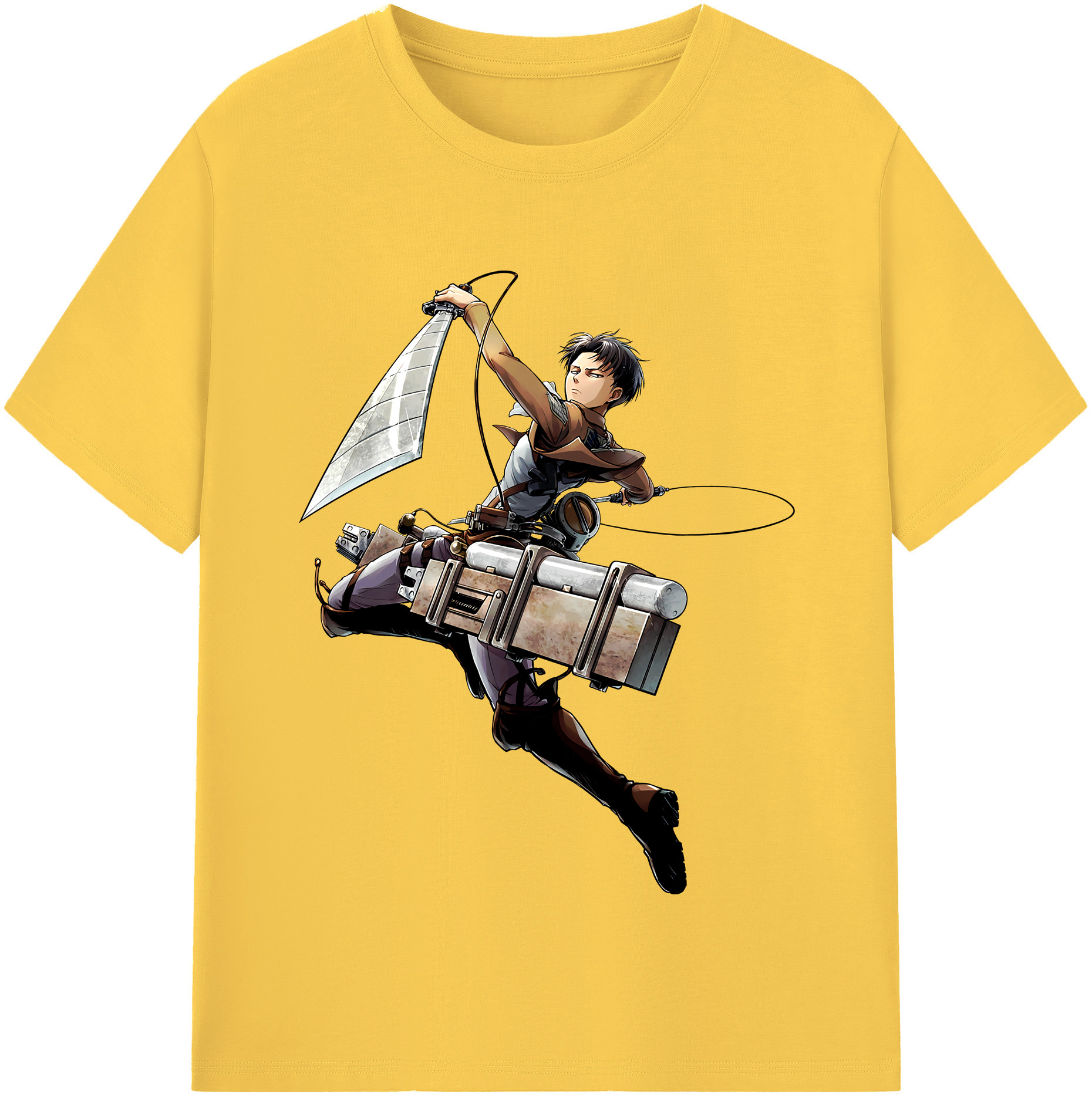 （画像用） 進撃の巨人 リヴァイ·アッカーマン Attack on Titan Levi Ackerman 綿100％半袖Tシャツ（フロントプリント）