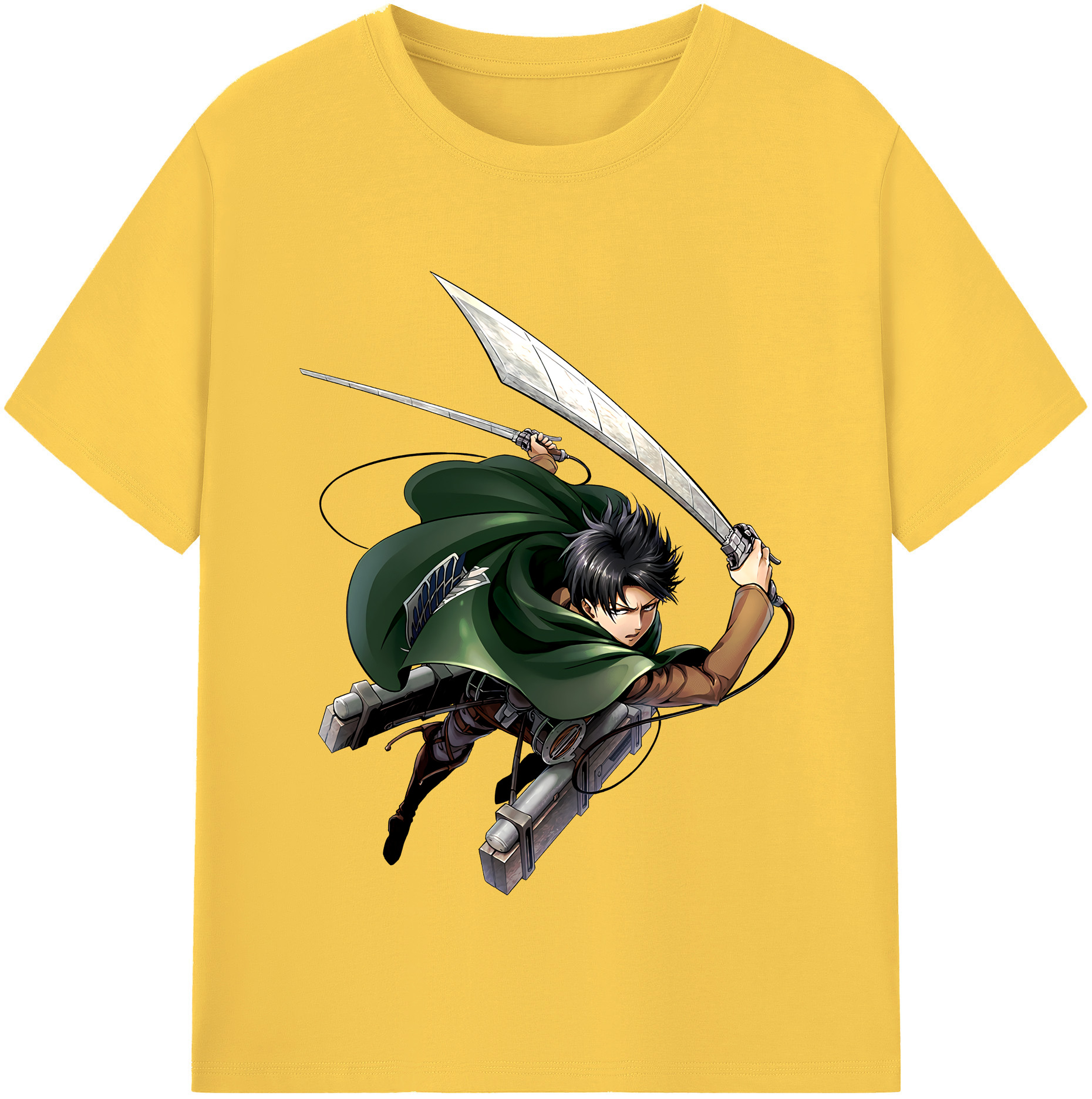 （画像用） 進撃の巨人 リヴァイ·アッカーマン Attack on Titan Levi Ackerman 綿100％半袖Tシャツ（フロントプリント）