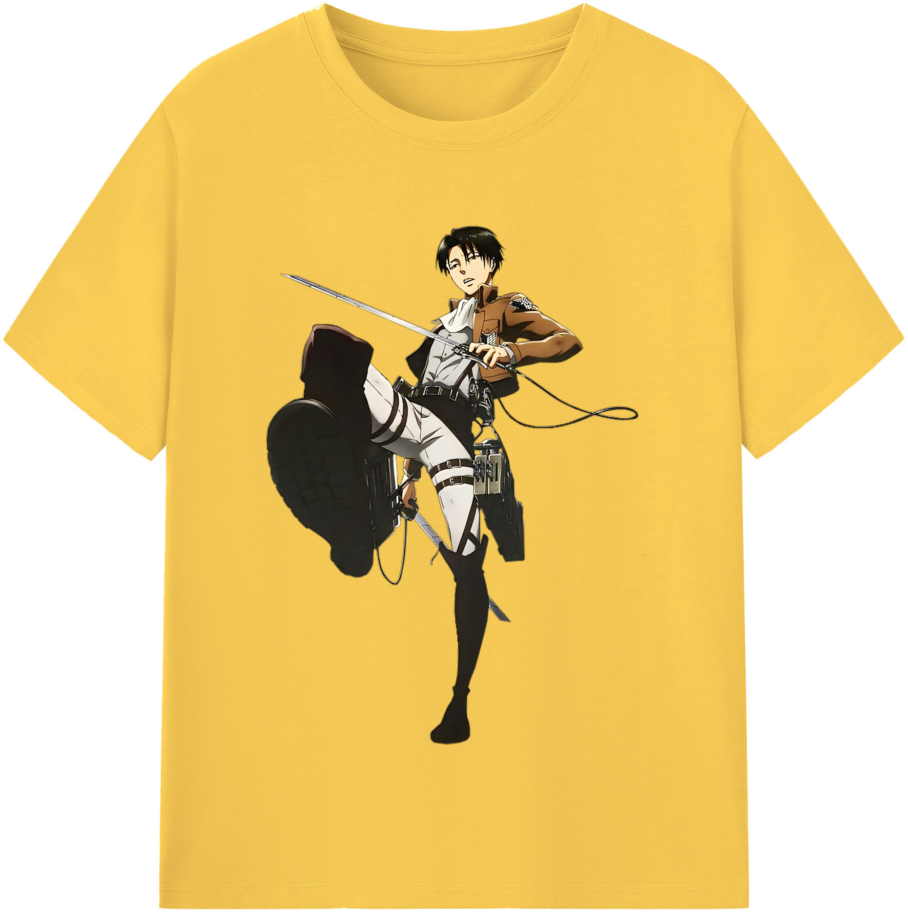 （画像用） 進撃の巨人 リヴァイ·アッカーマン Attack on Titan Levi Ackerman 綿100％半袖Tシャツ（フロントプリント）