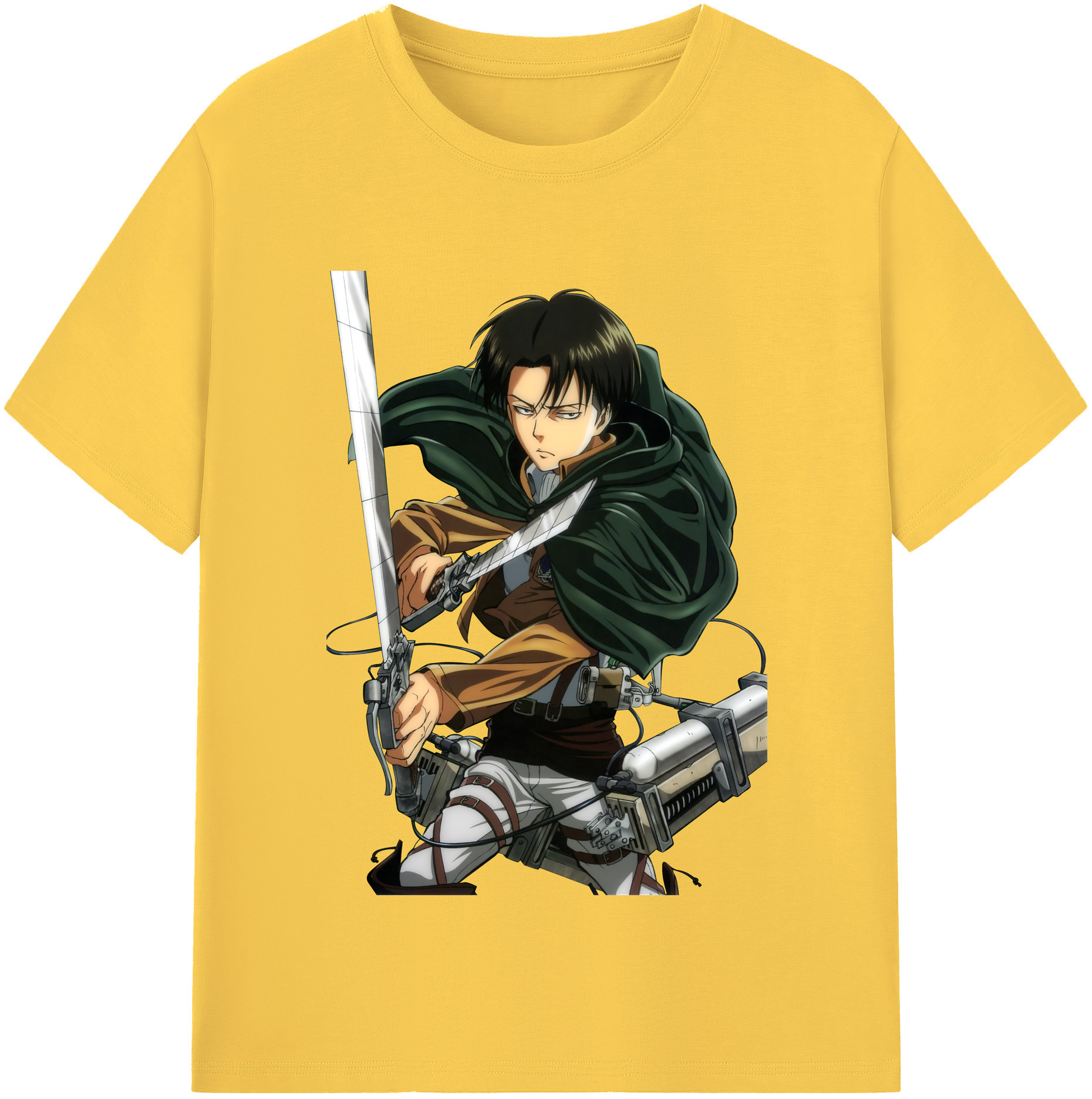 （画像用） 進撃の巨人 リヴァイ·アッカーマン Attack on Titan Levi Ackerman 綿100％半袖Tシャツ（フロントプリント）