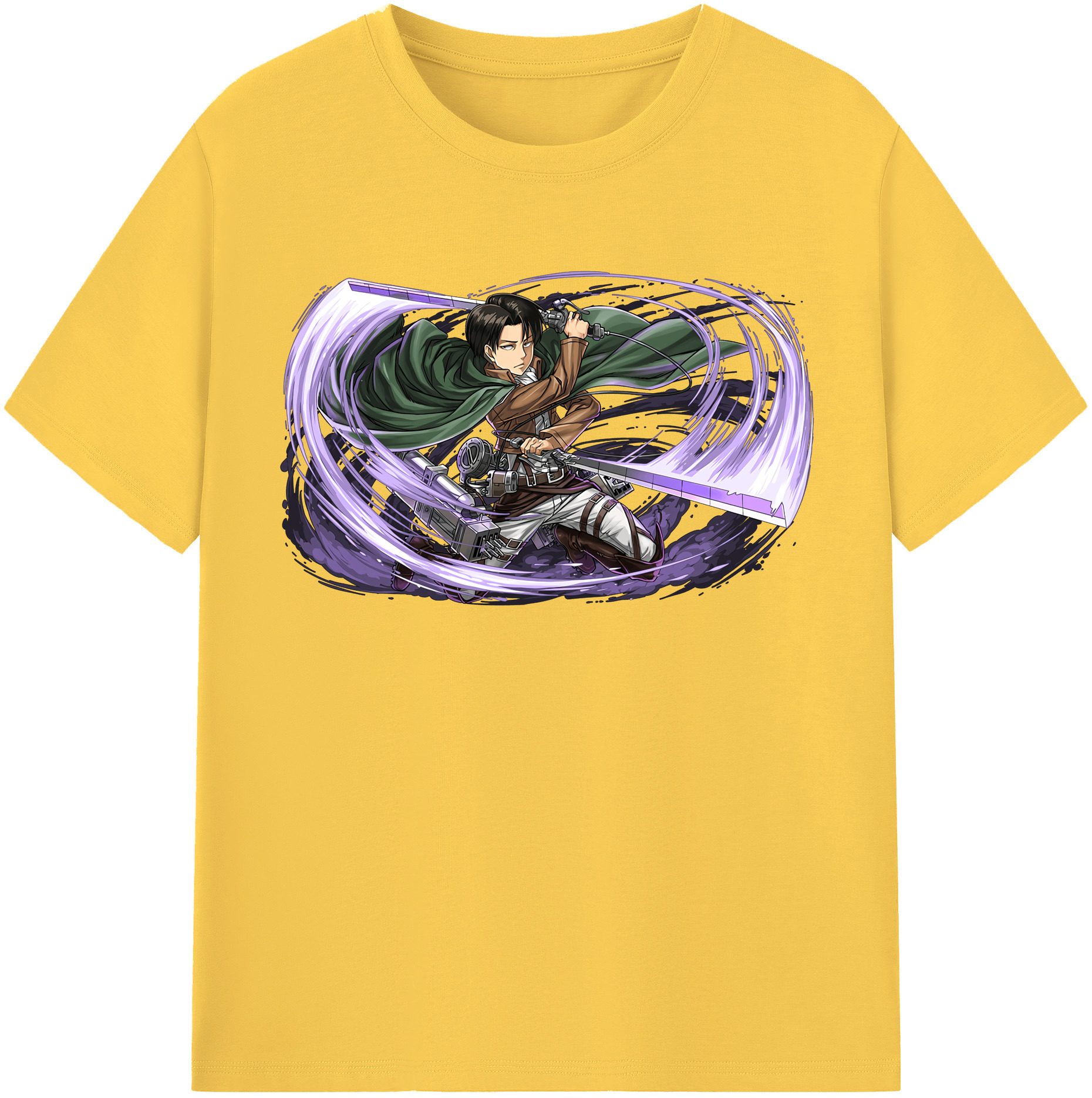 （画像用） 進撃の巨人 リヴァイ·アッカーマン Attack on Titan Levi Ackerman 綿100％半袖Tシャツ（フロントプリント）