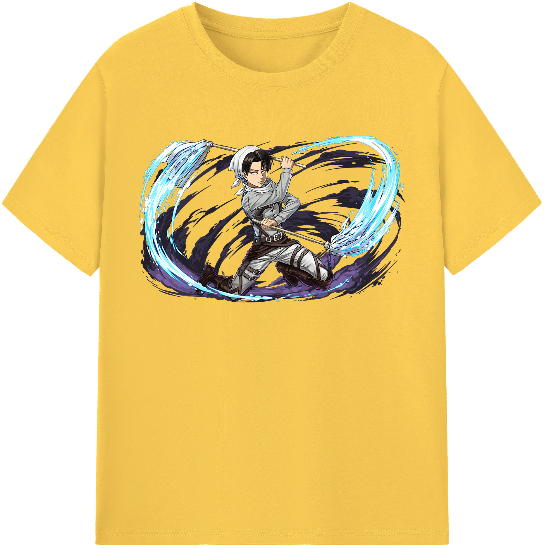 （画像用） 進撃の巨人 リヴァイ·アッカーマン Attack on Titan Levi Ackerman 綿100％半袖Tシャツ（フロントプリント）
