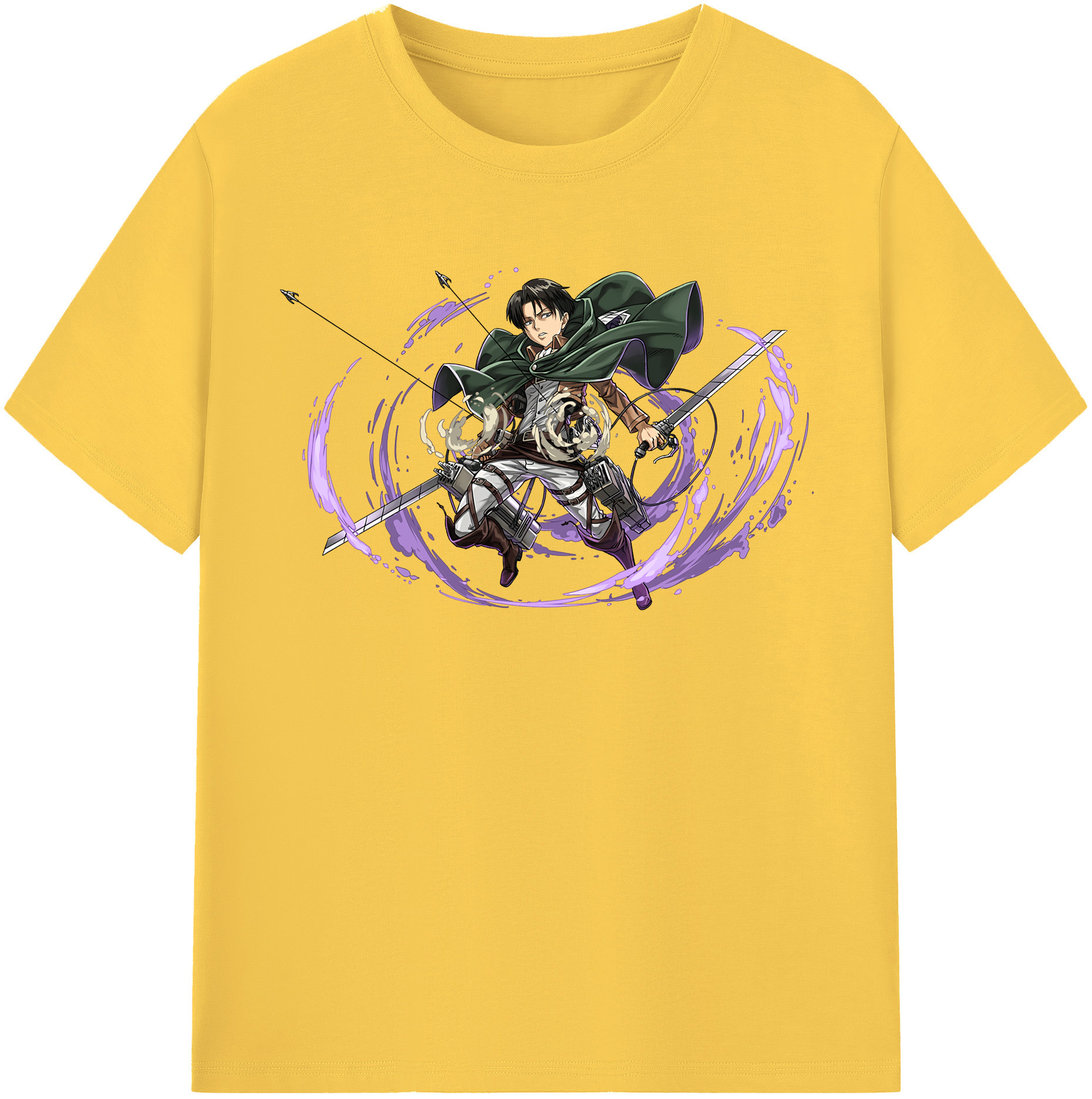 （画像用） 進撃の巨人 リヴァイ·アッカーマン Attack on Titan Levi Ackerman 綿100％半袖Tシャツ（フロントプリント）
