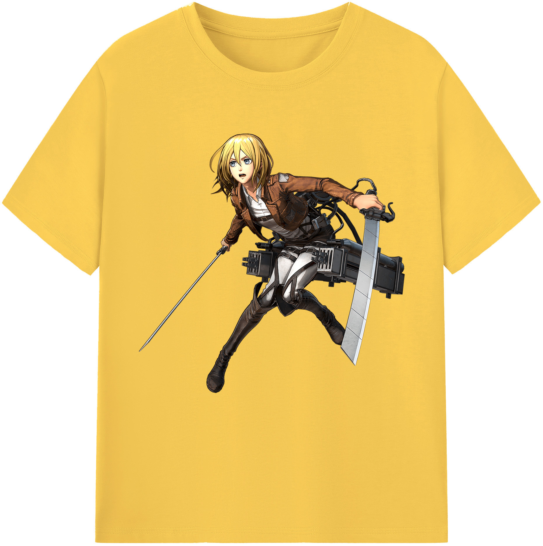 （画像用） 進撃の巨人 クリスタ·レンズ Attack on Titan Christa Lenz 綿100％半袖Tシャツ（フロントプリント）