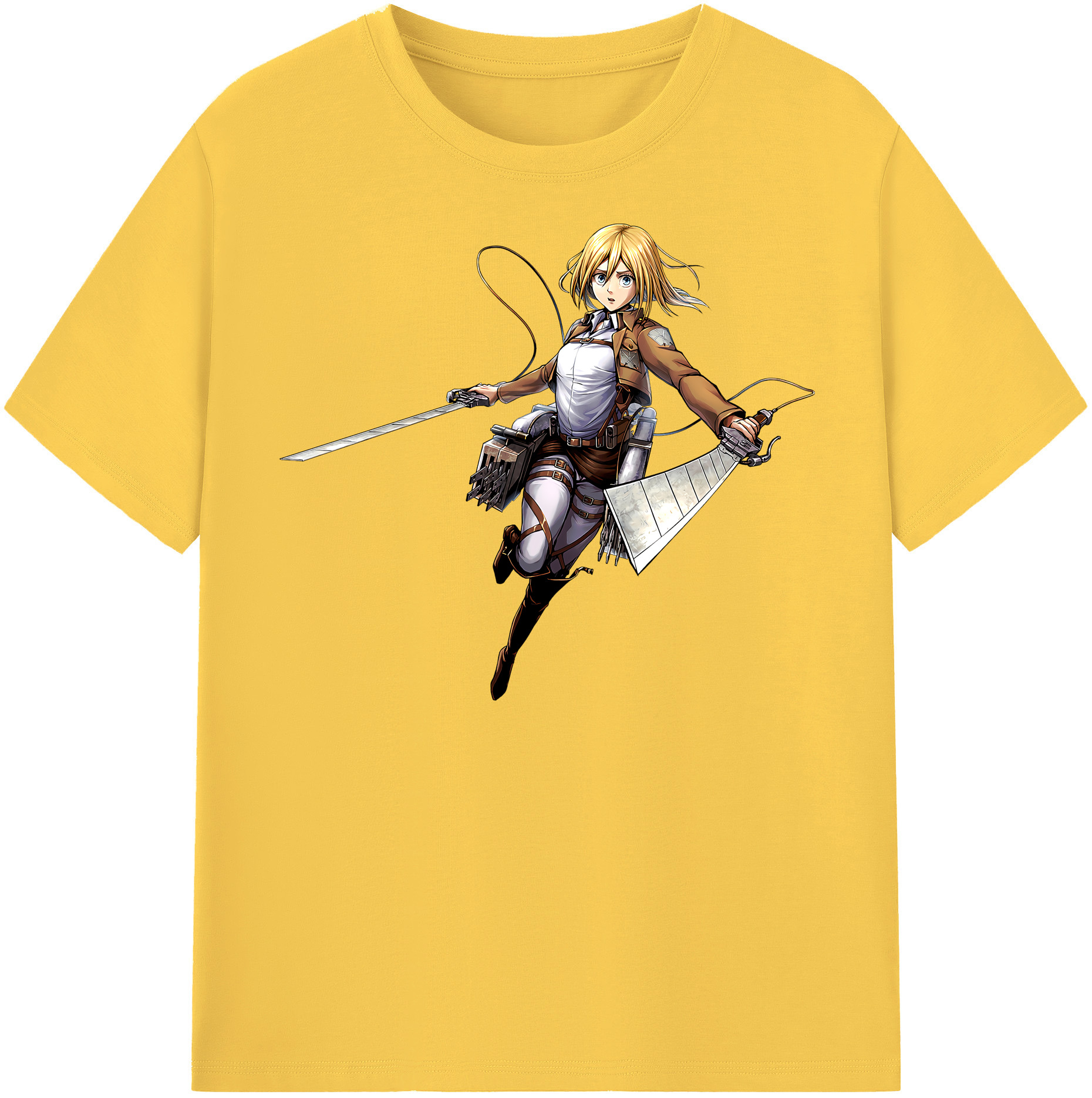 （画像用） 進撃の巨人 クリスタ·レンズ Attack on Titan Christa Lenz 綿100％半袖Tシャツ（フロントプリント）