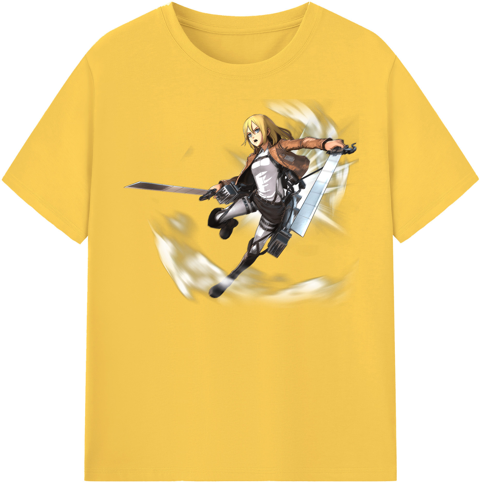 （画像用） 進撃の巨人 クリスタ·レンズ Attack on Titan Christa Lenz 綿100％半袖Tシャツ（フロントプリント）