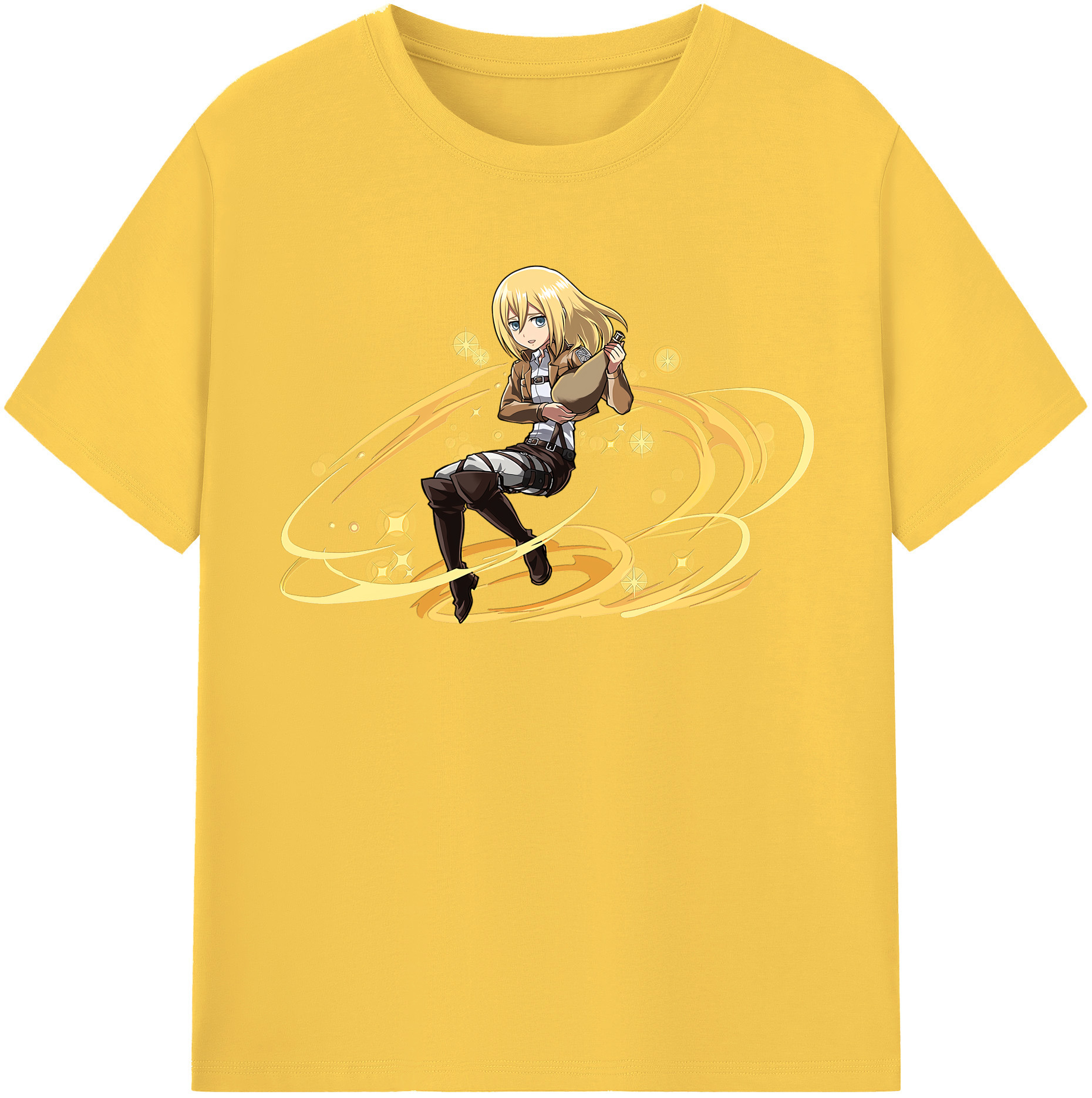 （画像用） 進撃の巨人 クリスタ·レンズ Attack on Titan Christa Lenz 綿100％半袖Tシャツ（フロントプリント）