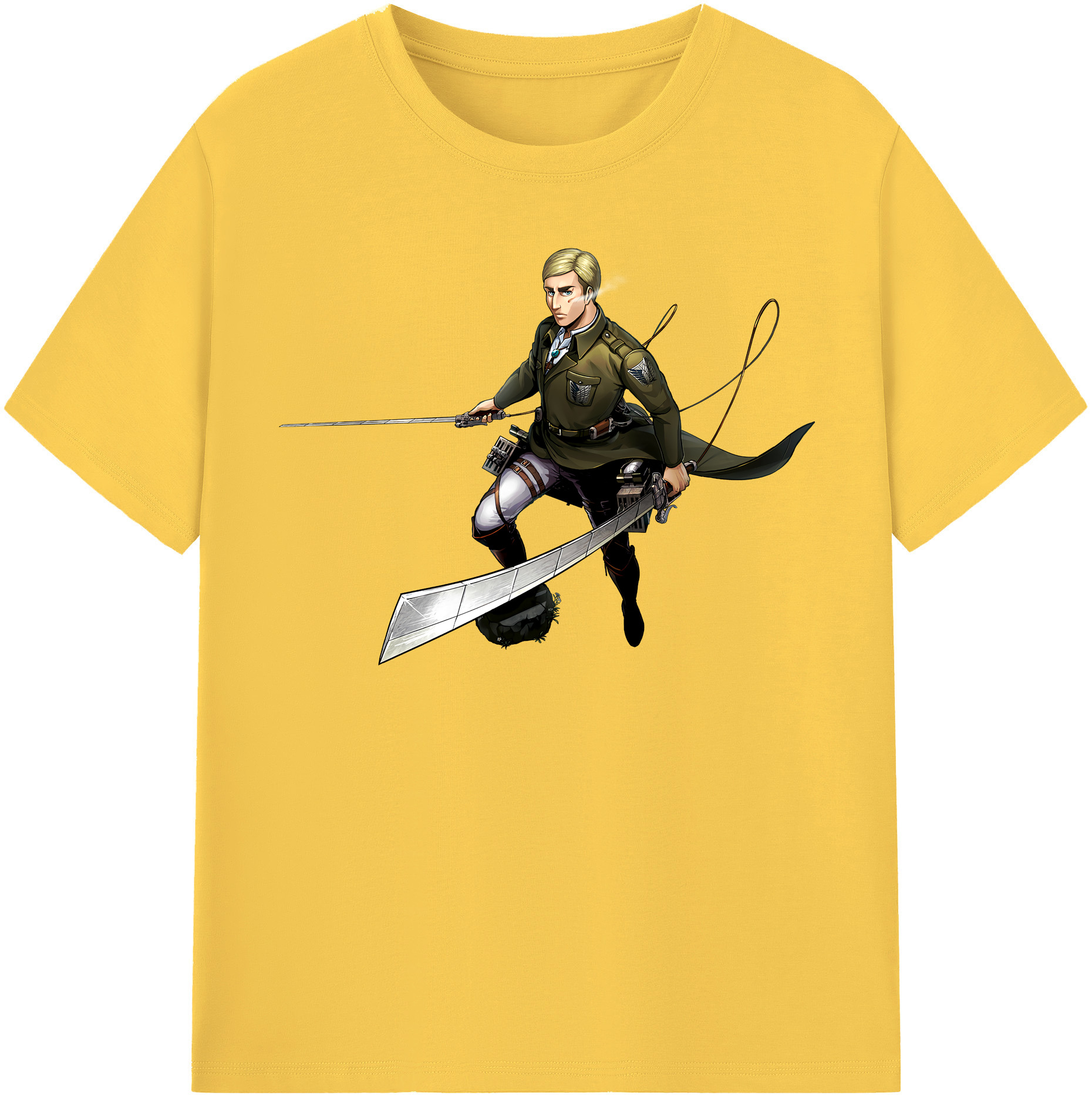 （画像用） 進撃の巨人 エルヴィン・スミス Attack on Titan Erwin Smith 綿100％半袖Tシャツ（フロントプリント）