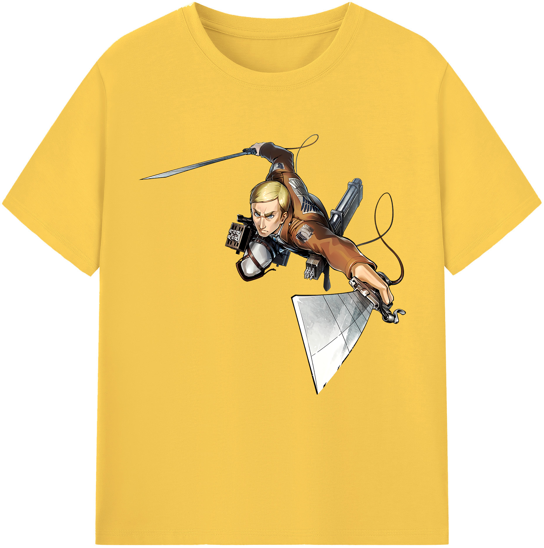 （画像用） 進撃の巨人 エルヴィン・スミス Attack on Titan Erwin Smith 綿100％半袖Tシャツ（フロントプリント）