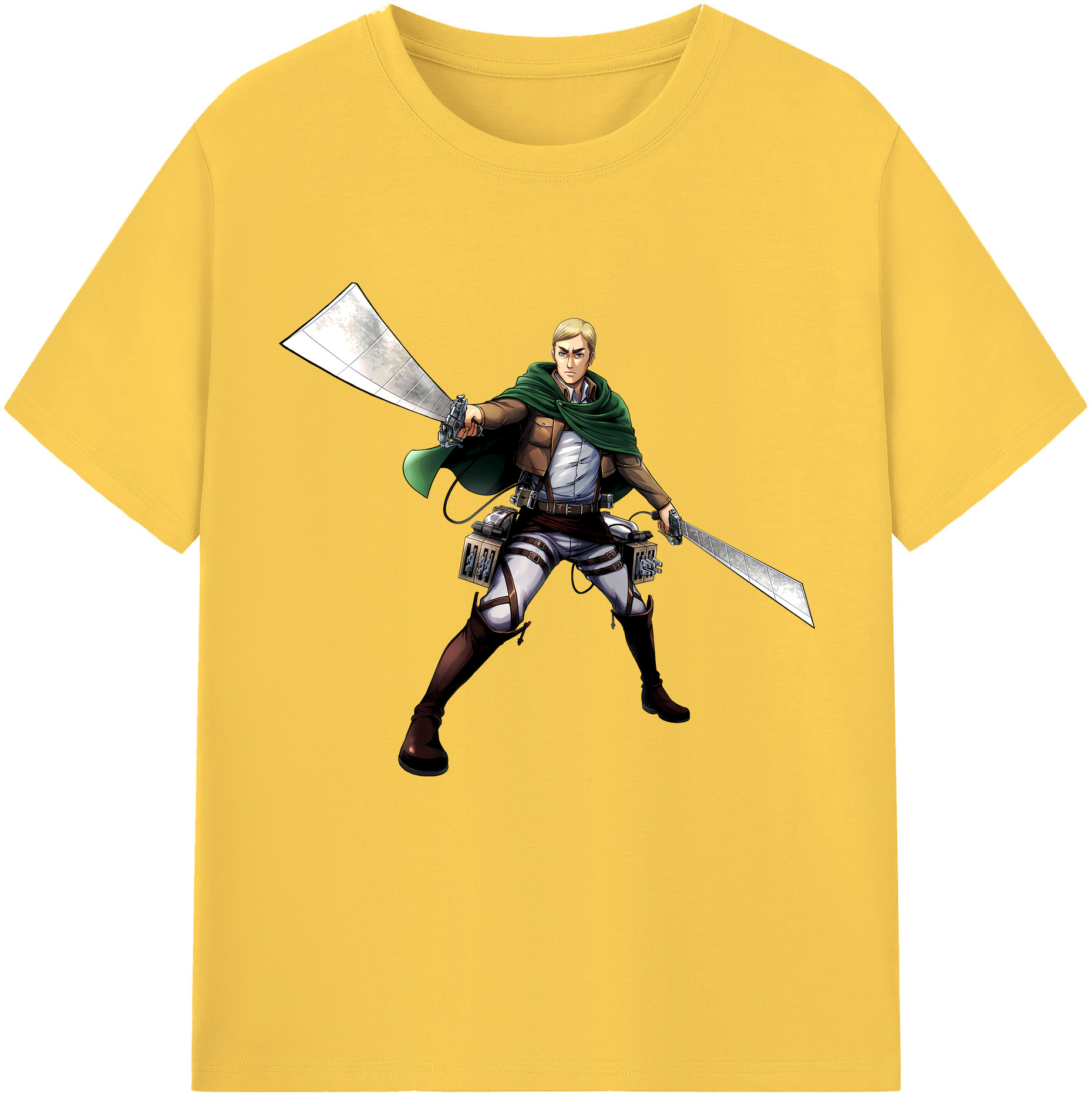 （画像用） 進撃の巨人 エルヴィン・スミス Attack on Titan Erwin Smith 綿100％半袖Tシャツ（フロントプリント）