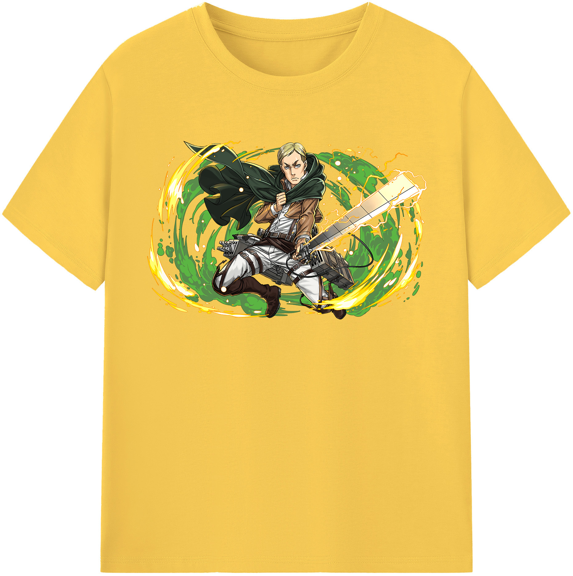 （画像用） 進撃の巨人 エルヴィン・スミス Attack on Titan Erwin Smith 綿100％半袖Tシャツ（フロントプリント）