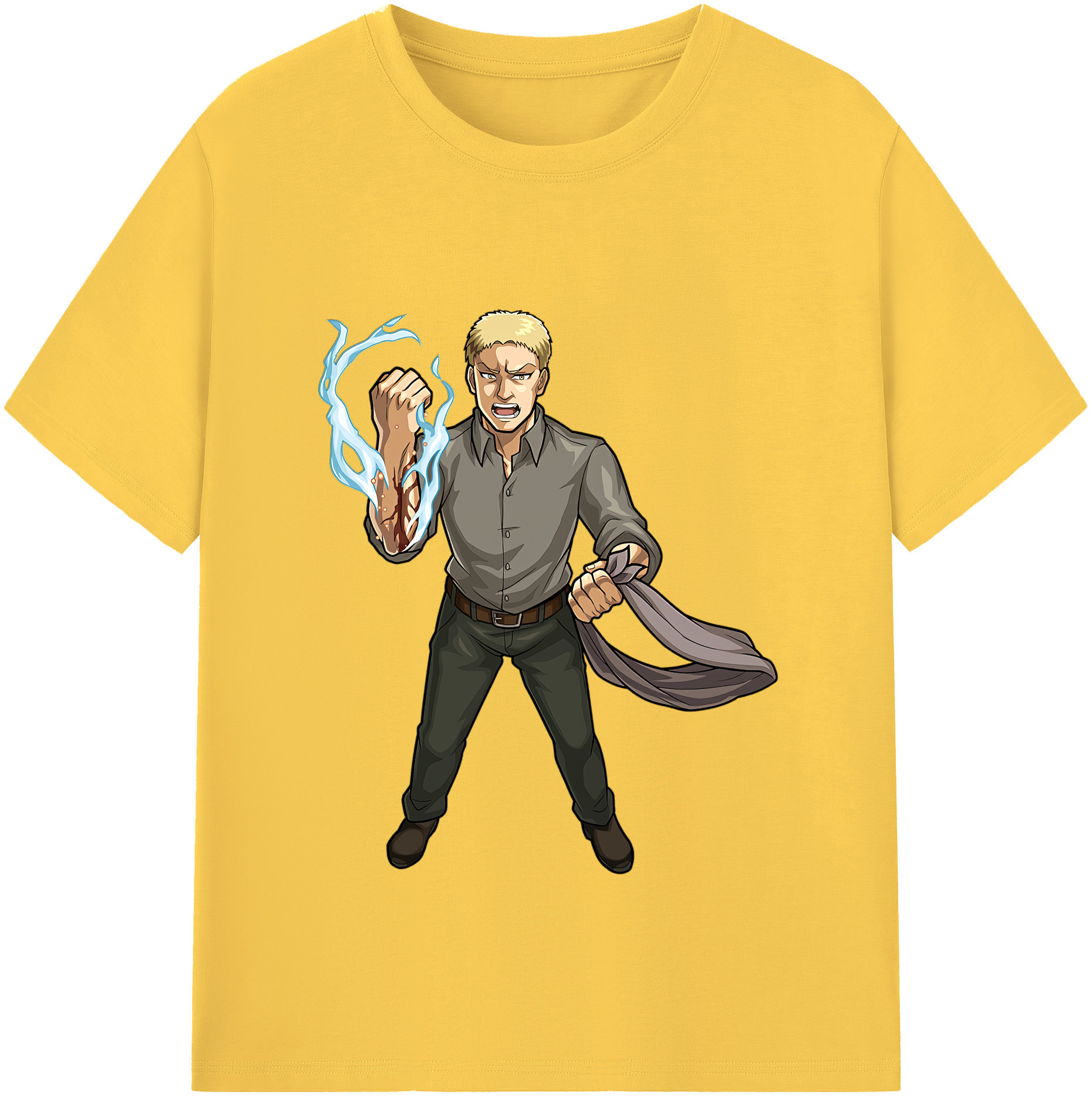 （画像用） 進撃の巨人 ライナー・ブラウン Attack on Titan Reiner Braun 綿100％半袖Tシャツ（フロントプリント）