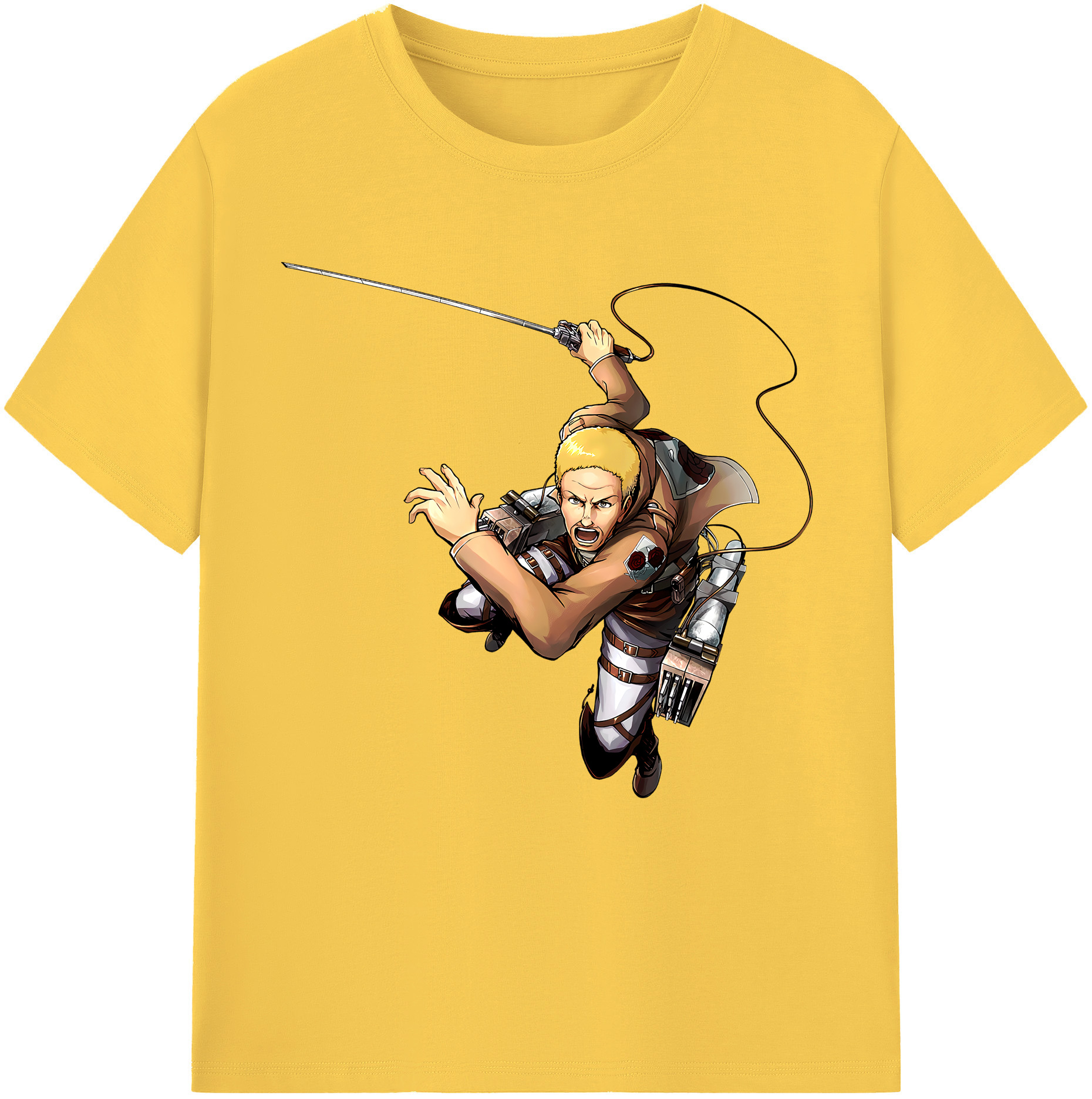 （画像用） 進撃の巨人 ハンネス Attack on Titan Hannes 綿100％半袖Tシャツ（フロントプリント）