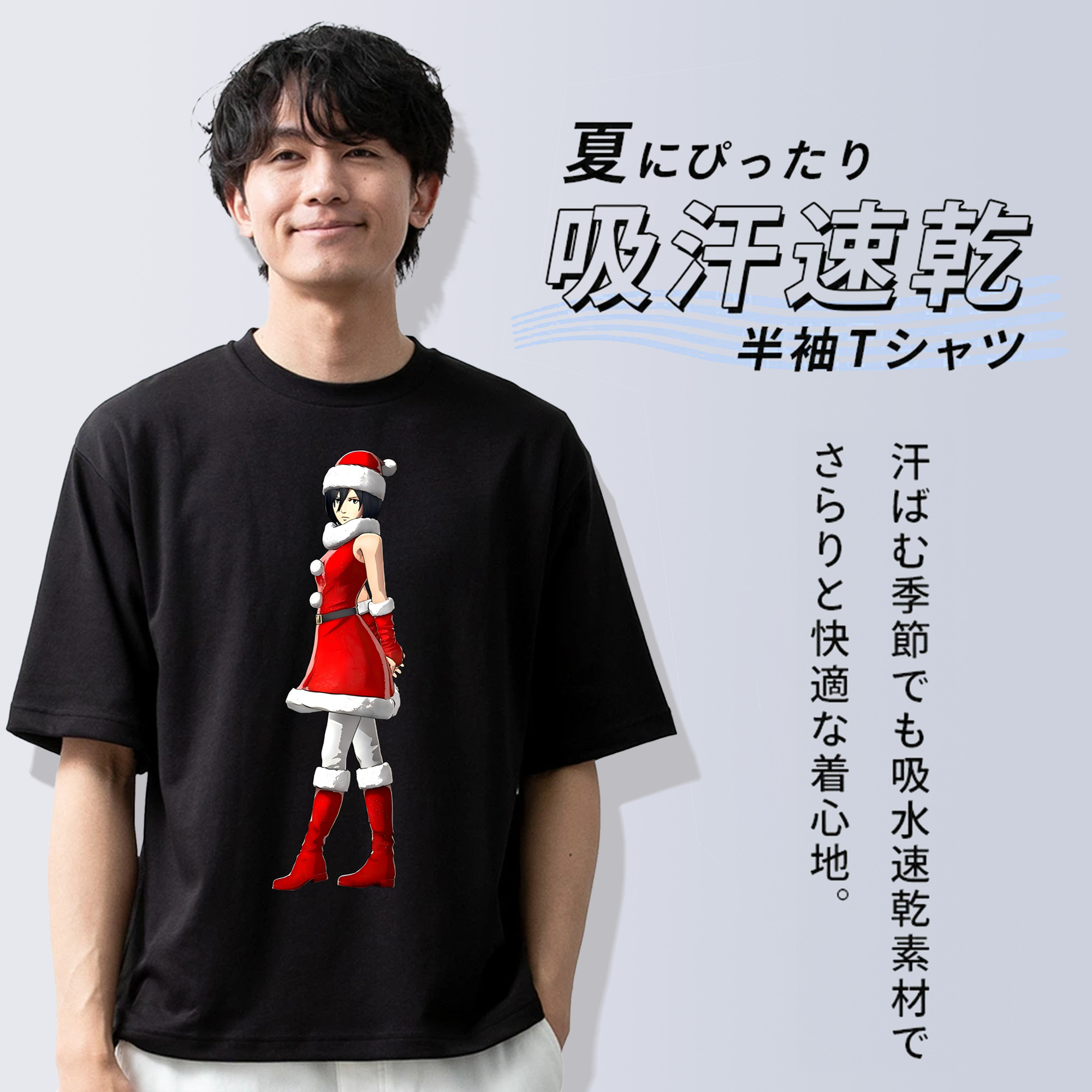 進撃の巨人 ミカサ·アッカーマン Attack on Titan Mikasa Ackerman 綿100％半袖Tシャツ（フロントプリント）