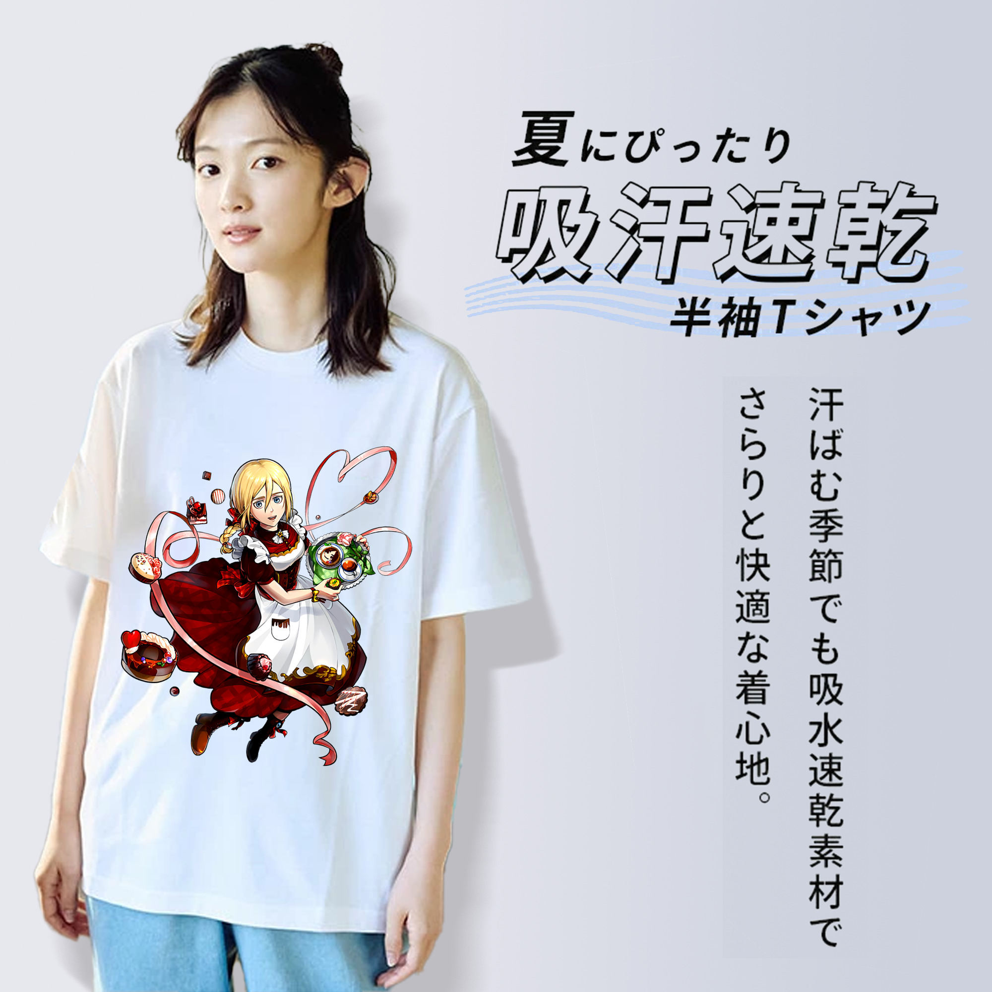 進撃の巨人 クリスタ·レンズ Attack on Titan Christa Lenz 綿100％半袖Tシャツ（フロントプリント）