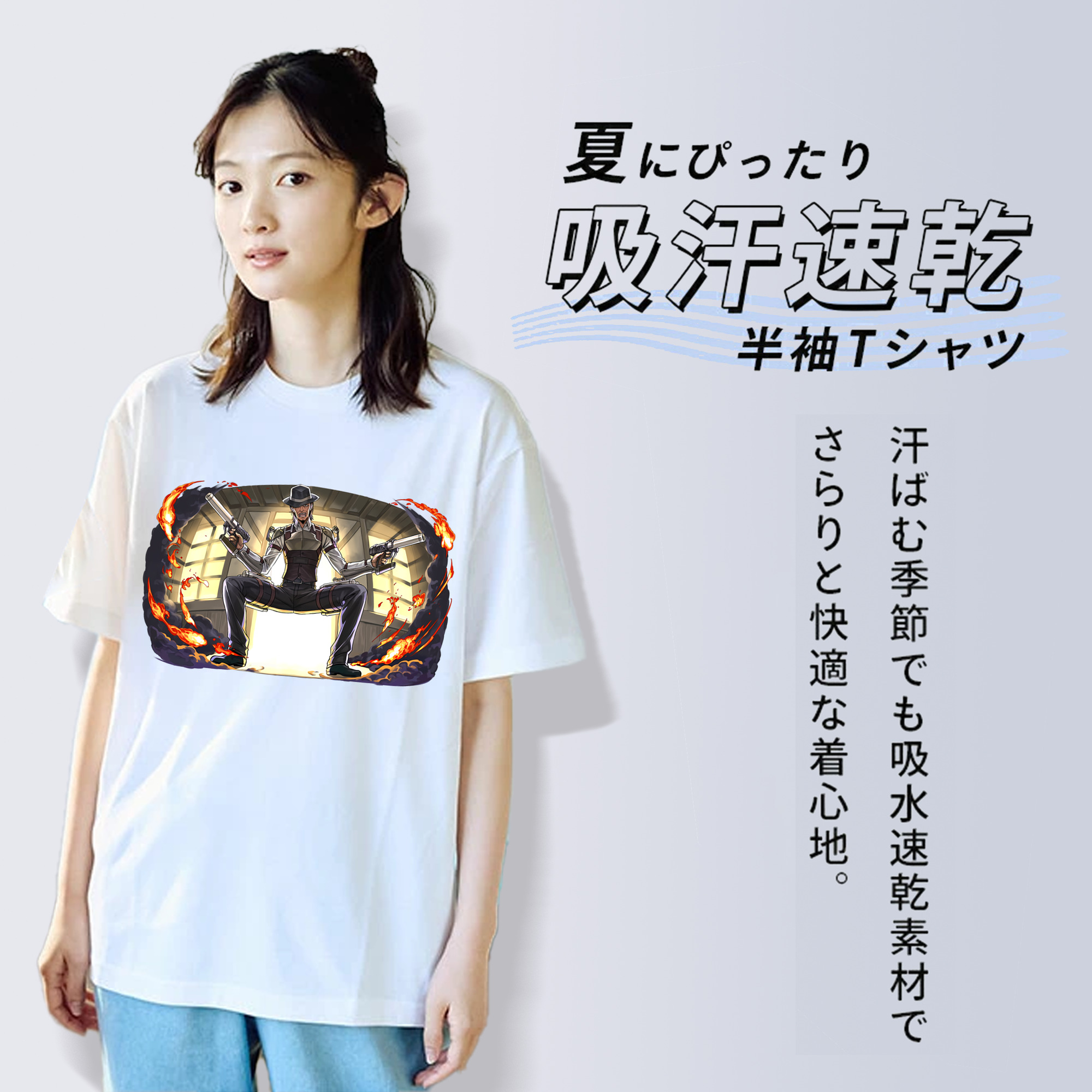 進撃の巨人 ケニー·アッカーマン Attack on Titan Kenny Ackerman 綿100％半袖Tシャツ（フロントプリント）