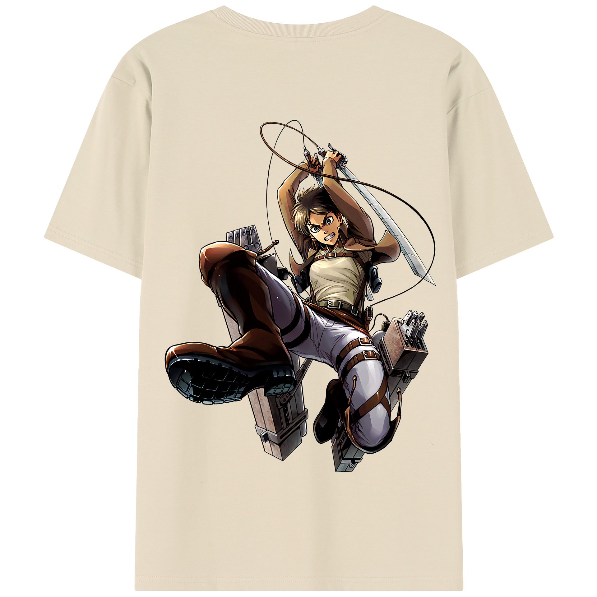（画像用） 進撃の巨人 エレン･イェーガー Attack on Titan Eren Jäger 綿100％半袖Tシャツ（背面プリント）