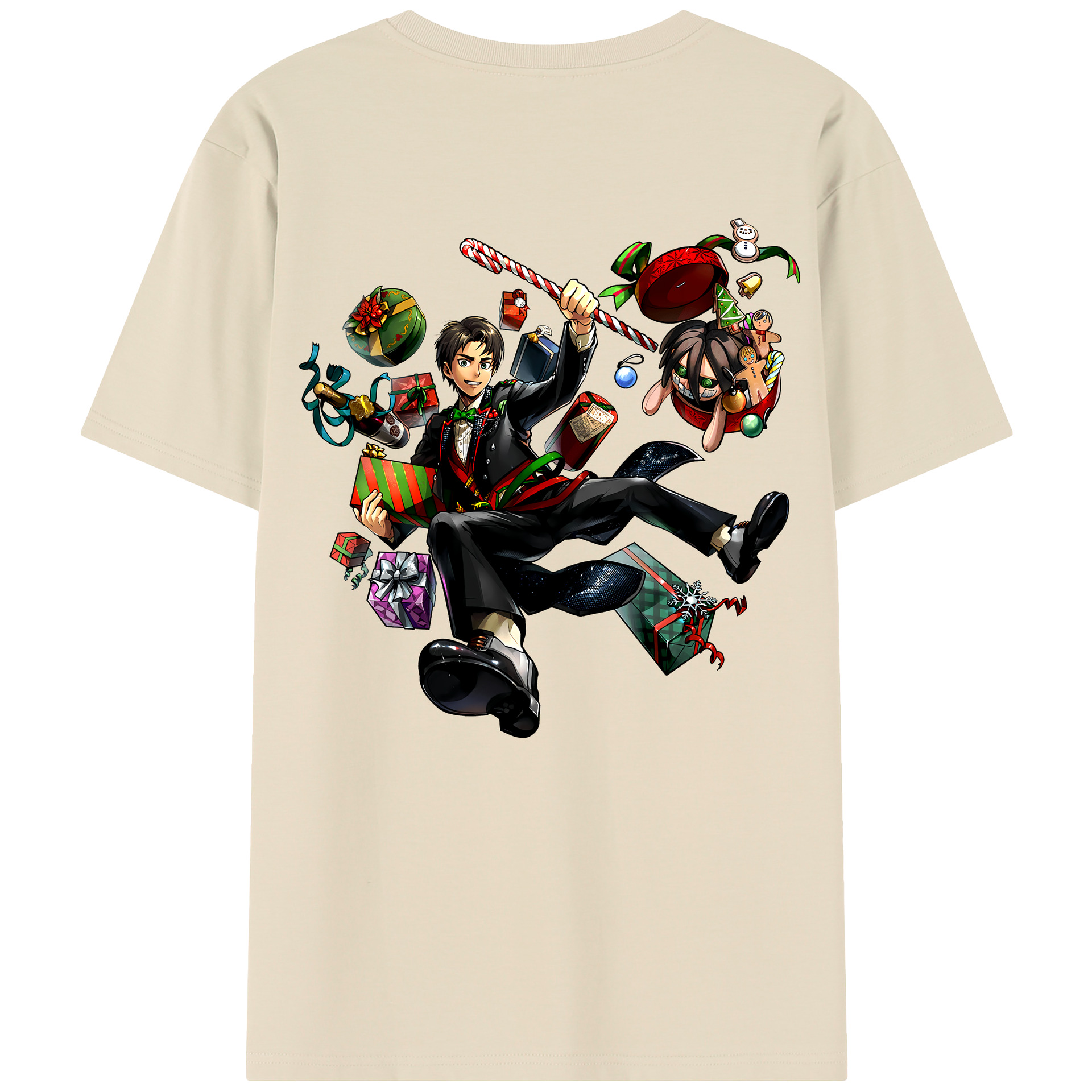 （画像用） 進撃の巨人 エレン･イェーガー Attack on Titan Eren Jäger 綿100％半袖Tシャツ（背面プリント）
