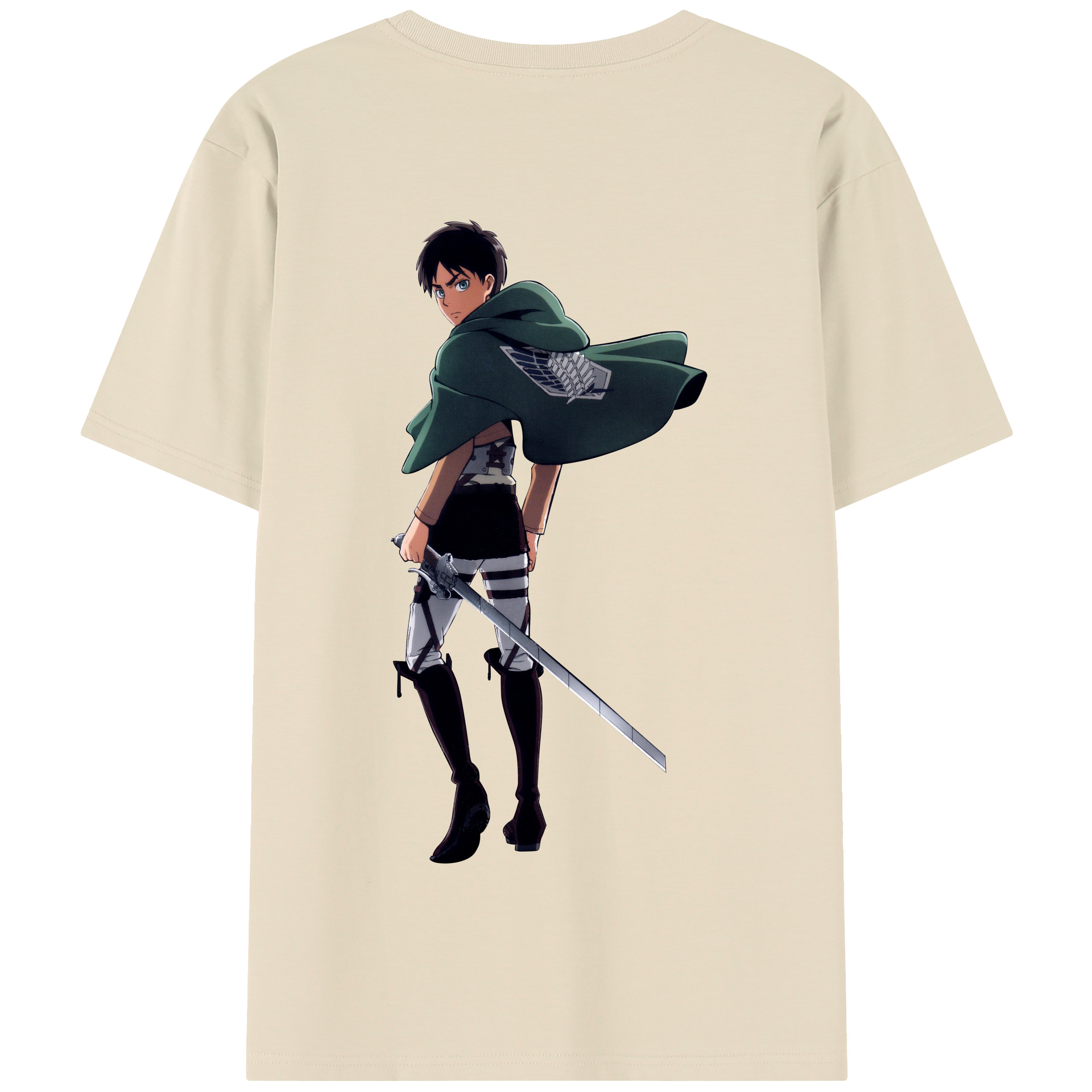 （画像用） 進撃の巨人 エレン･イェーガー Attack on Titan Eren Jäger 綿100％半袖Tシャツ（背面プリント）