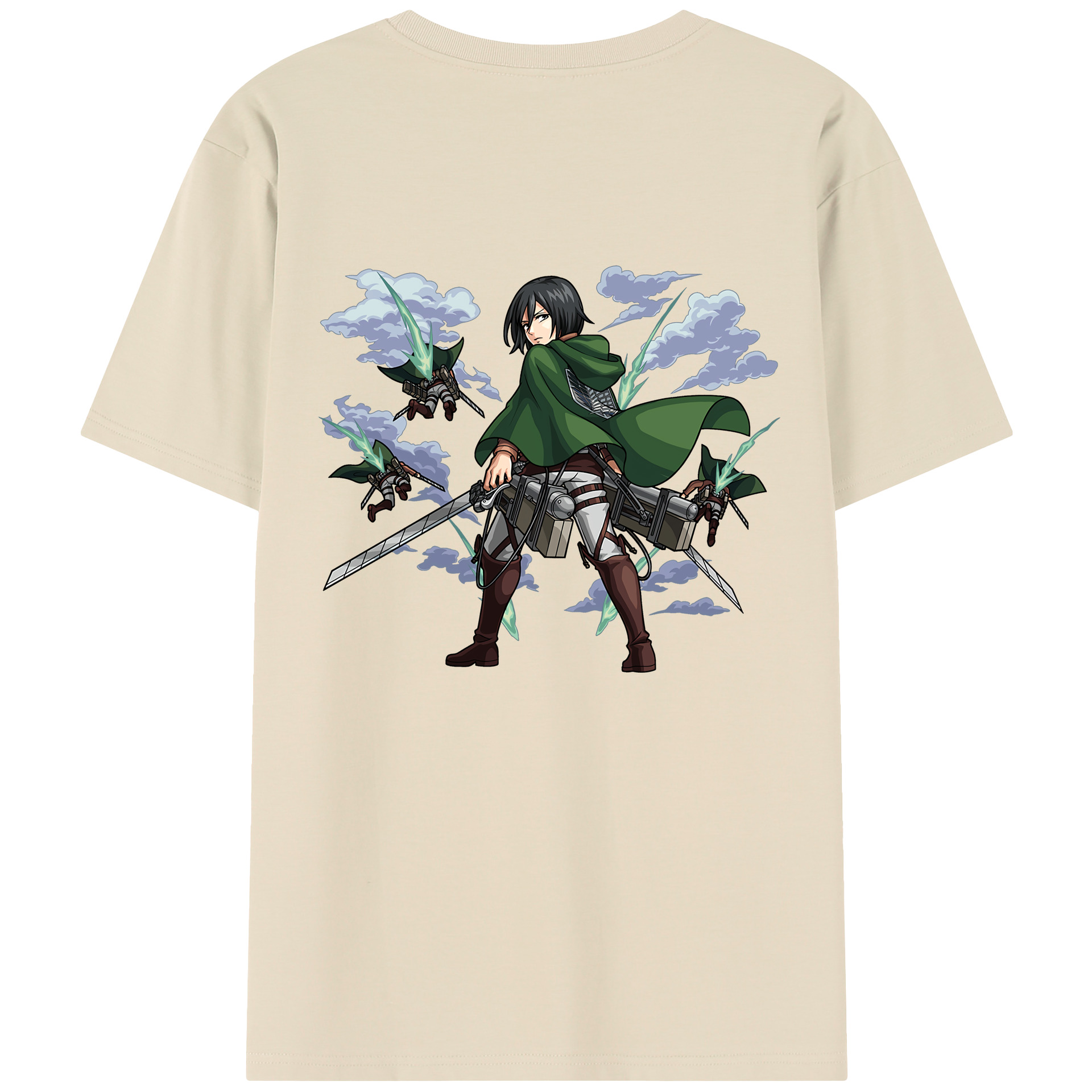 （画像用） 進撃の巨人 ミカサ·アッカーマン Attack on Titan Mikasa Ackerman 綿100％半袖Tシャツ（背面プリント）