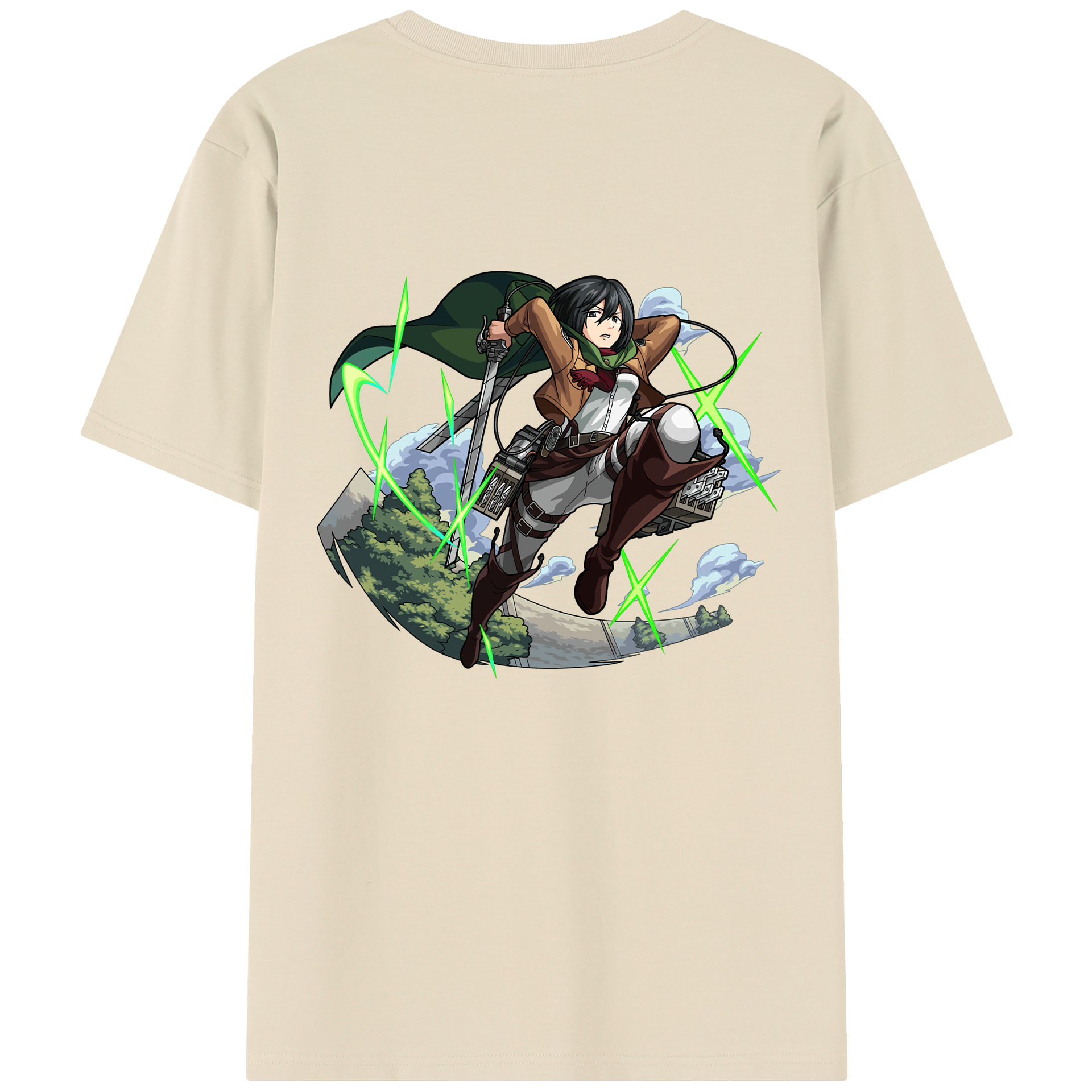 （画像用） 進撃の巨人 ミカサ·アッカーマン Attack on Titan Mikasa Ackerman 綿100％半袖Tシャツ（背面プリント）