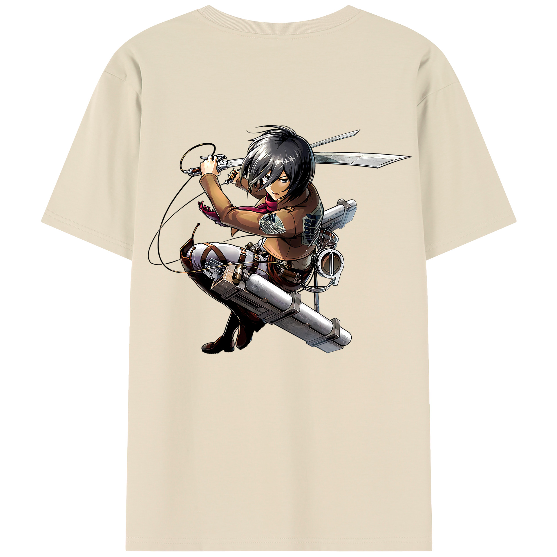 （画像用） 進撃の巨人 ミカサ·アッカーマン Attack on Titan Mikasa Ackerman 綿100％半袖Tシャツ（背面プリント）