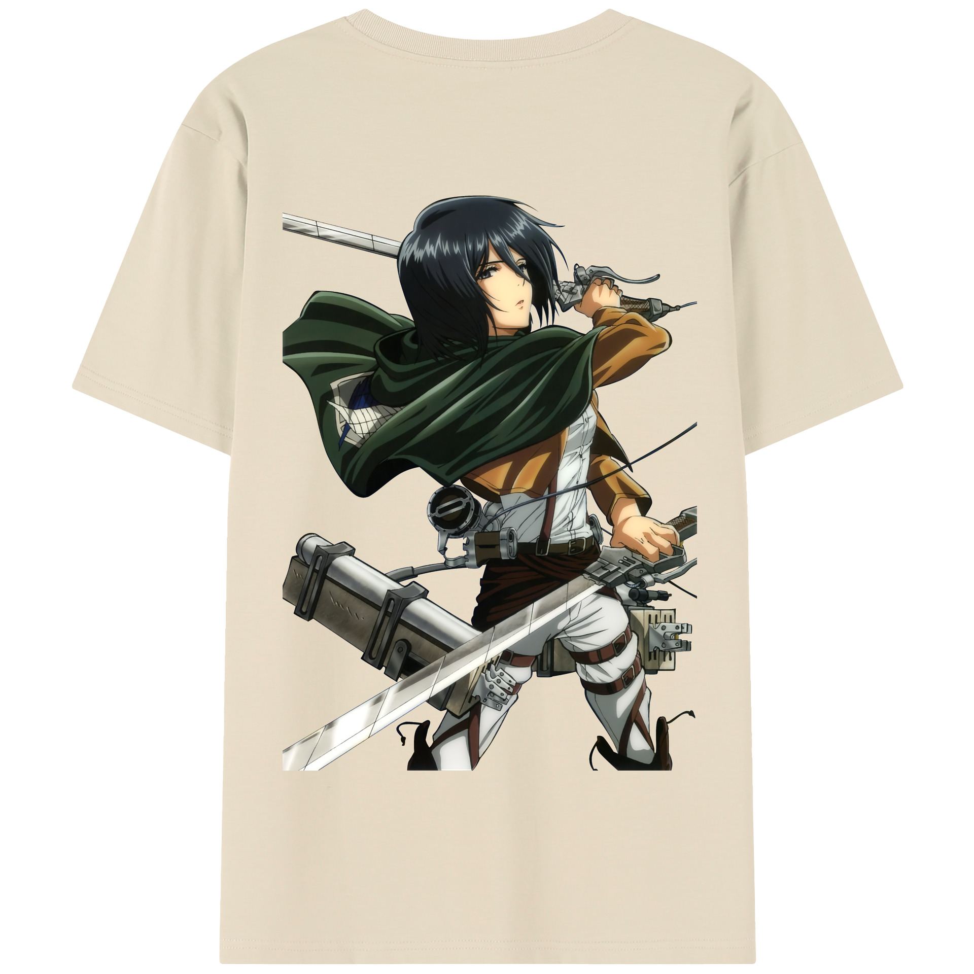 （画像用） 進撃の巨人 ミカサ·アッカーマン Attack on Titan Mikasa Ackerman 綿100％半袖Tシャツ（背面プリント）