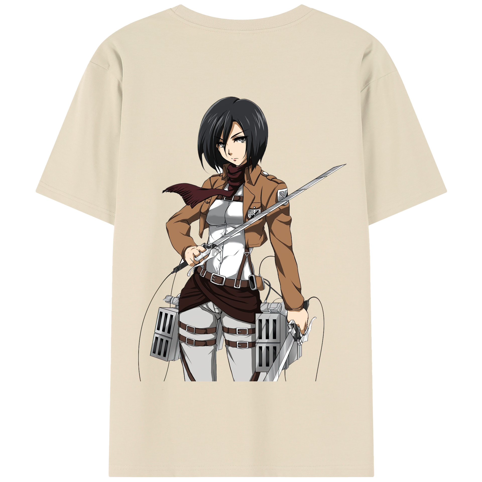 （画像用） 進撃の巨人 ミカサ·アッカーマン Attack on Titan Mikasa Ackerman 綿100％半袖Tシャツ（背面プリント）